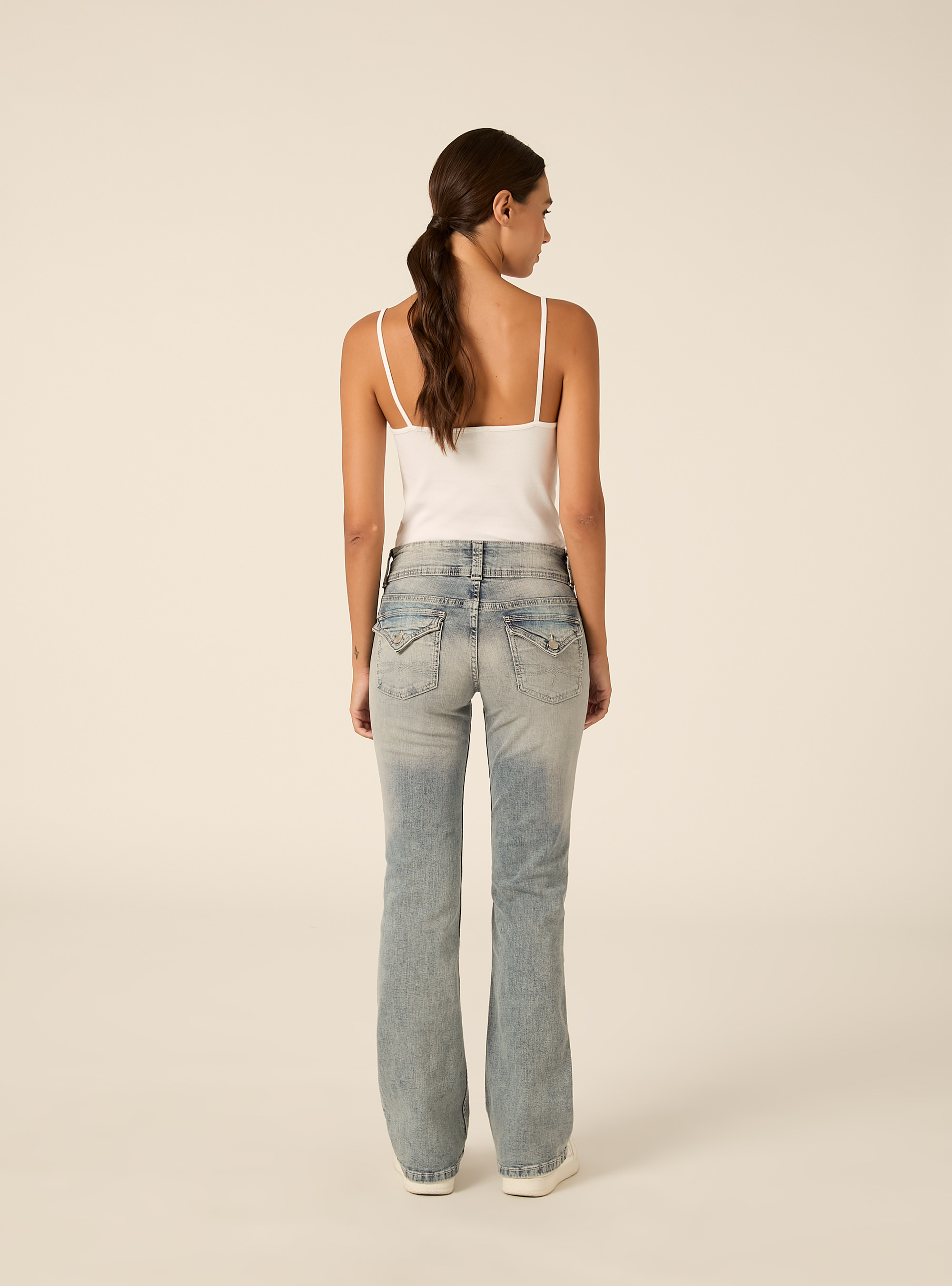 Jeans bootcut  vita bassa, D202 AZZURRE LIGHT OVERDYE
