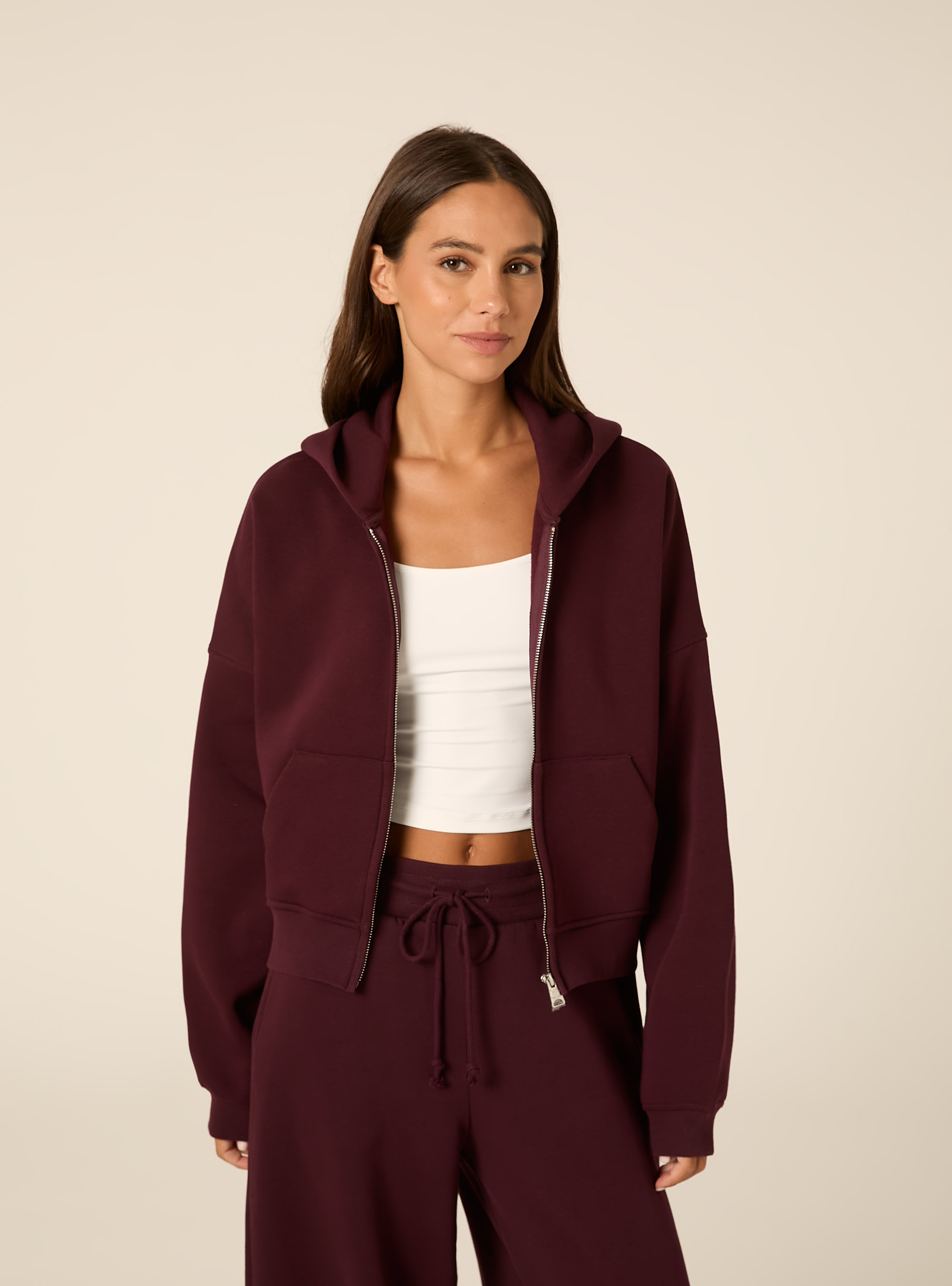 Cardigan cappuccio oversize, BO1 BORDEAUX DARK