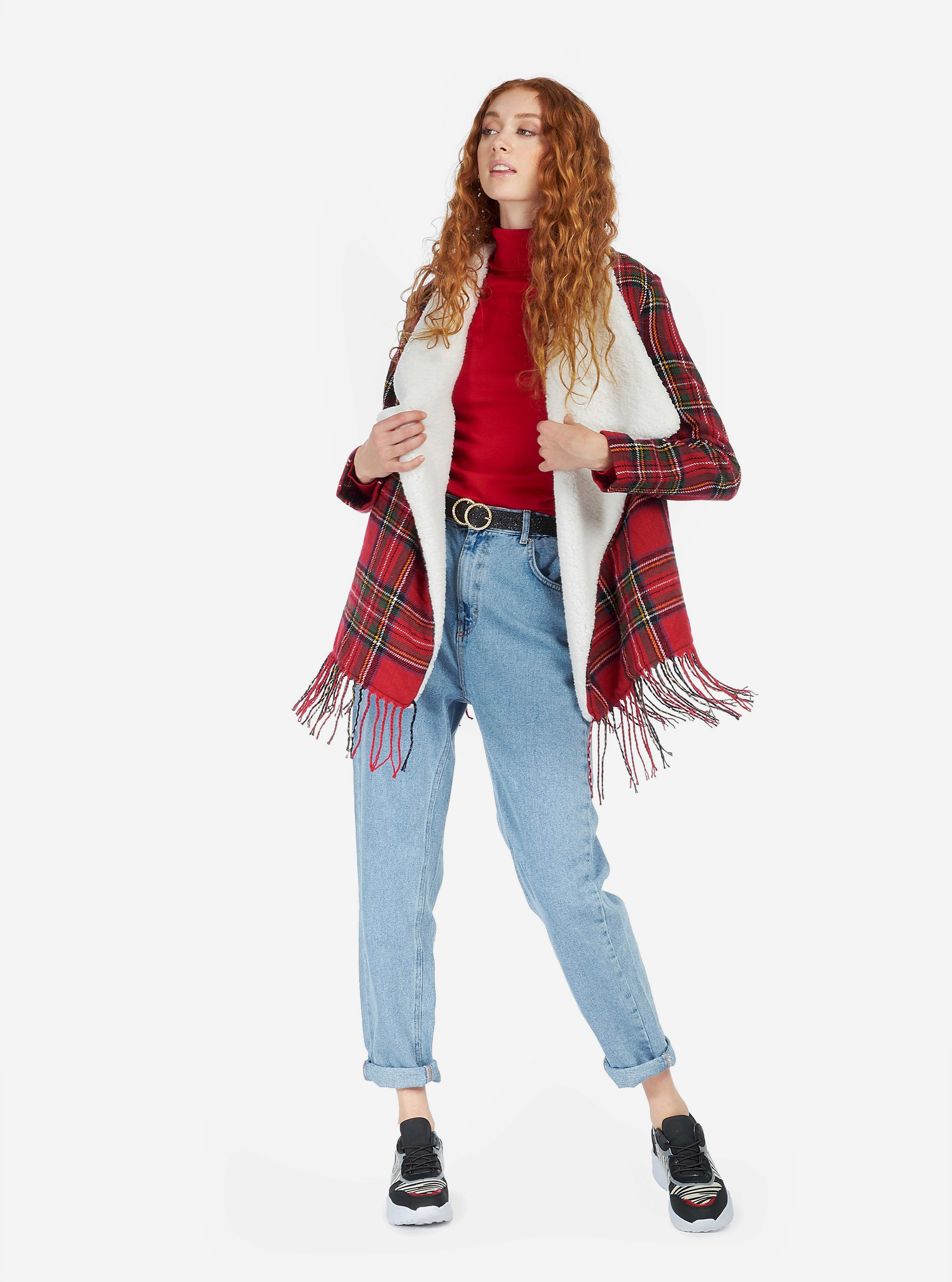 JACKET WITH FRINGES, RED
