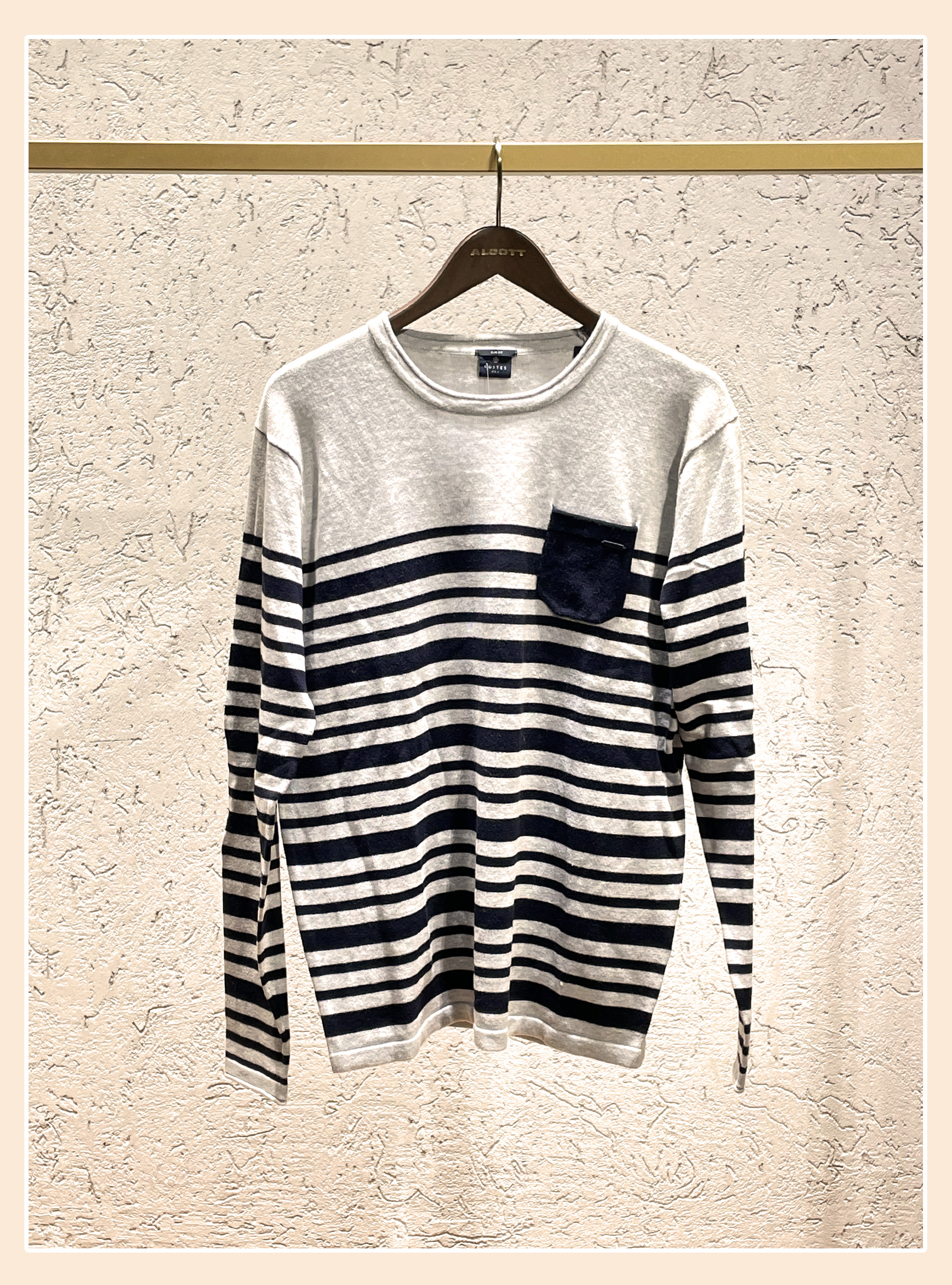 Pullover rigato con taschino COSTES, WHITE