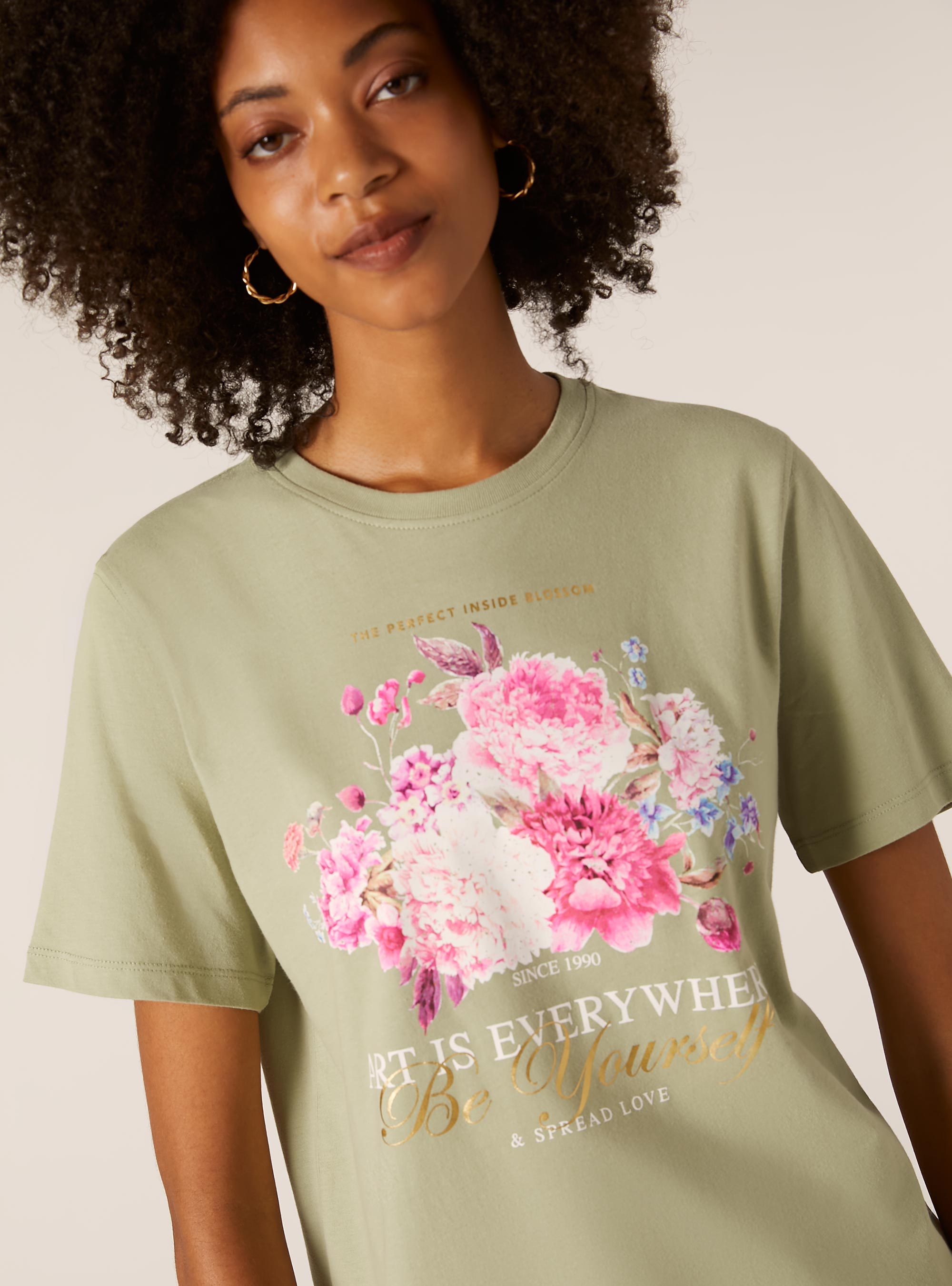Metallic print t-shirt, SG3 SAGE LIGHT