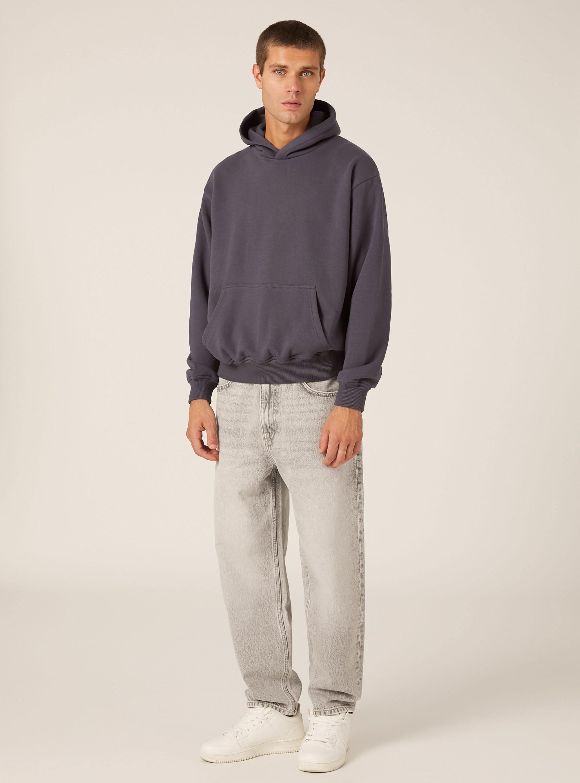 Boxy fit hoodie, BL2 BLUE MEDIUM