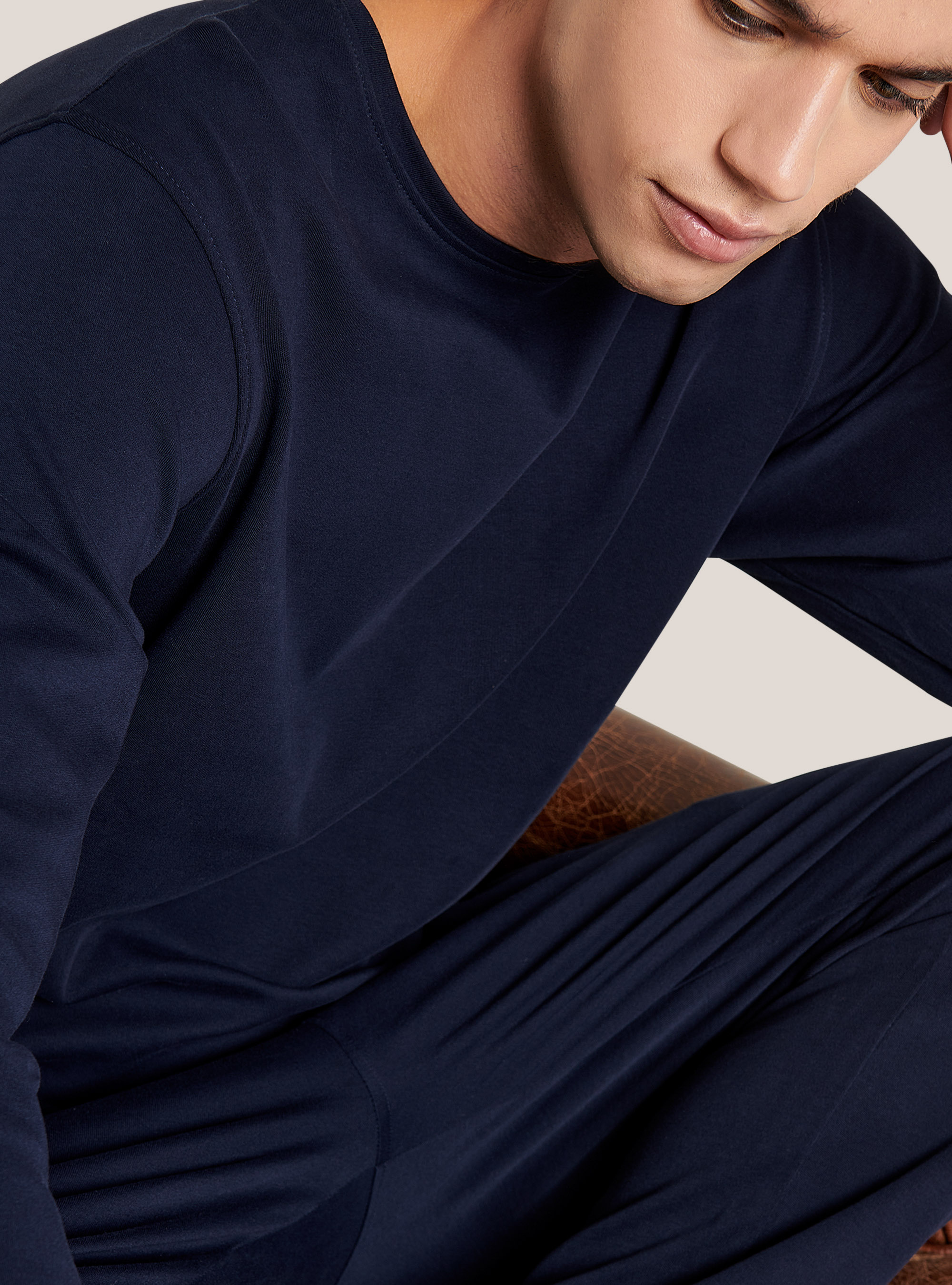 Plain cotton pyjamas, BLUE