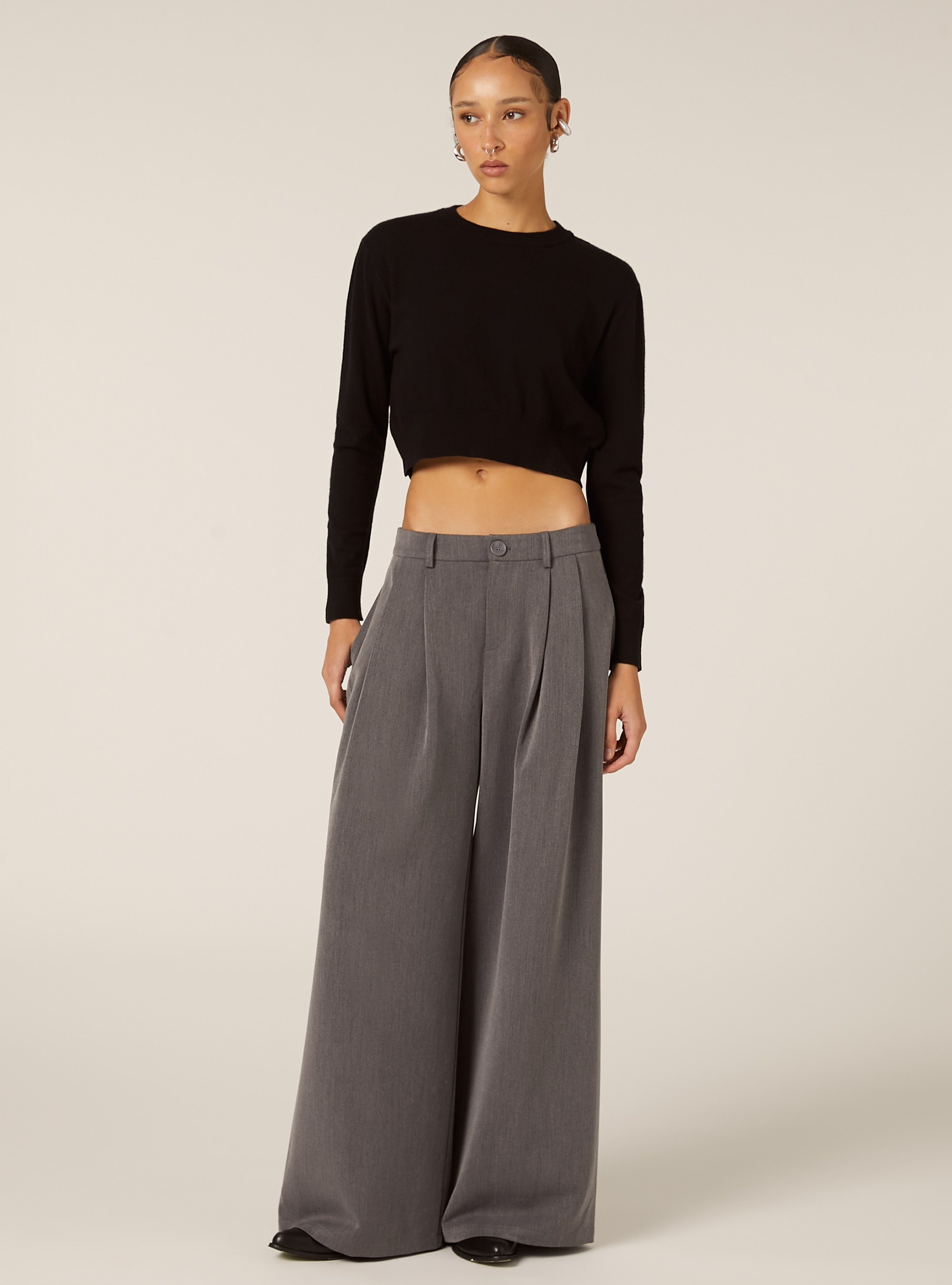 Boxy fit crew neck pullover, BK1 BLACK