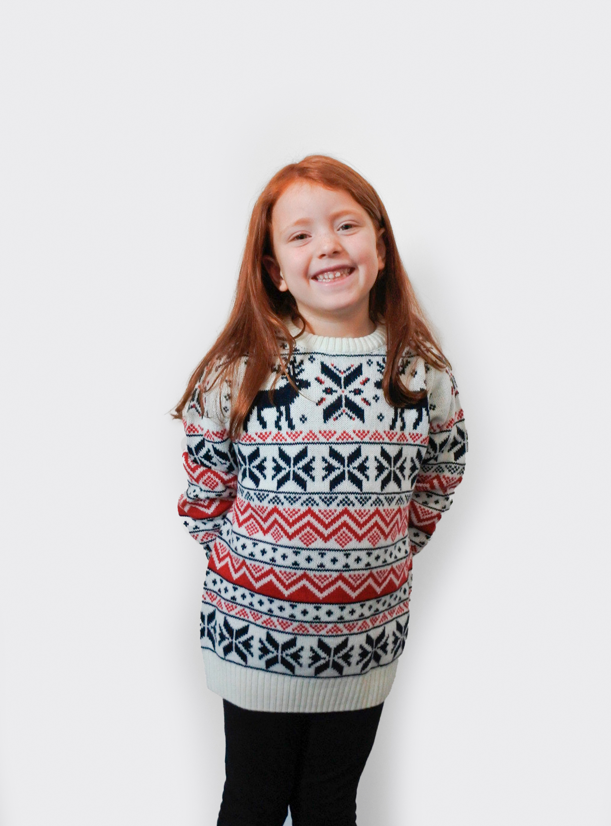 Mixed wool Christmas pullover for kid, BLUE NAVY
