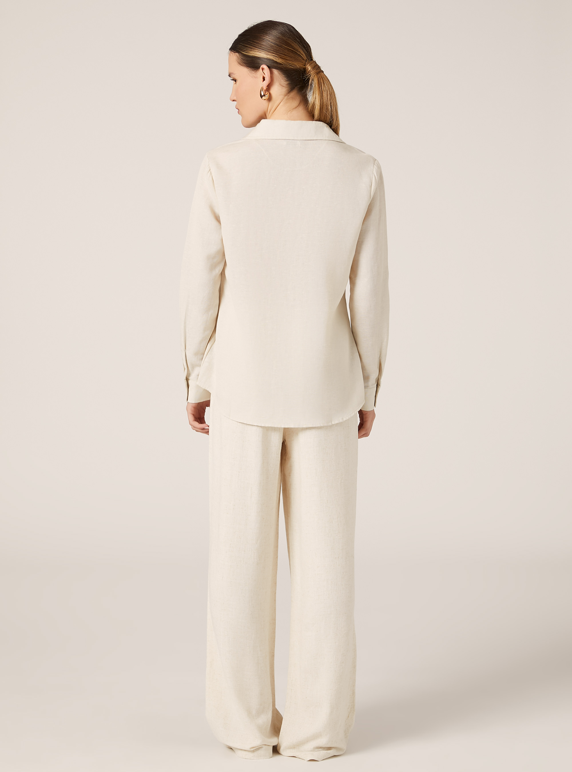 Linen blend blouse, CR2 CREAM MEDIUM