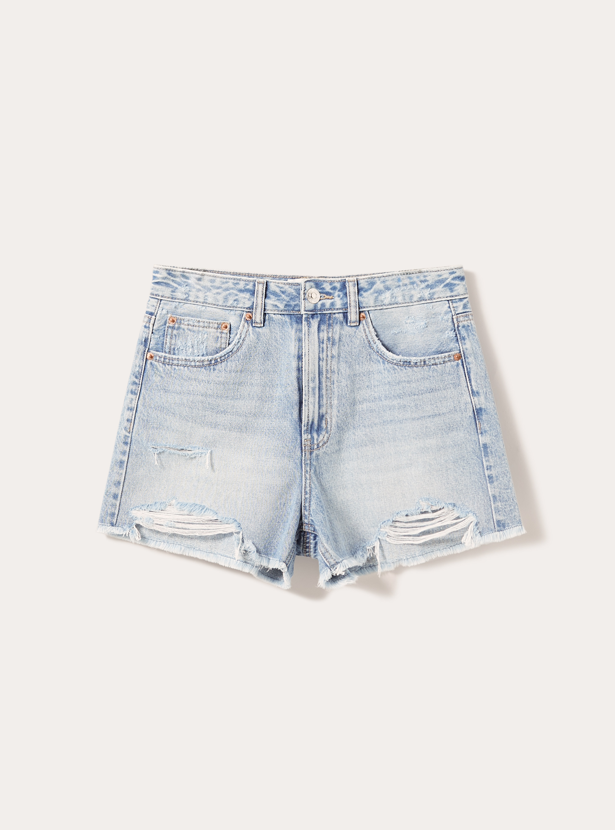 High-waisted denim shorts, D006 AZURE
