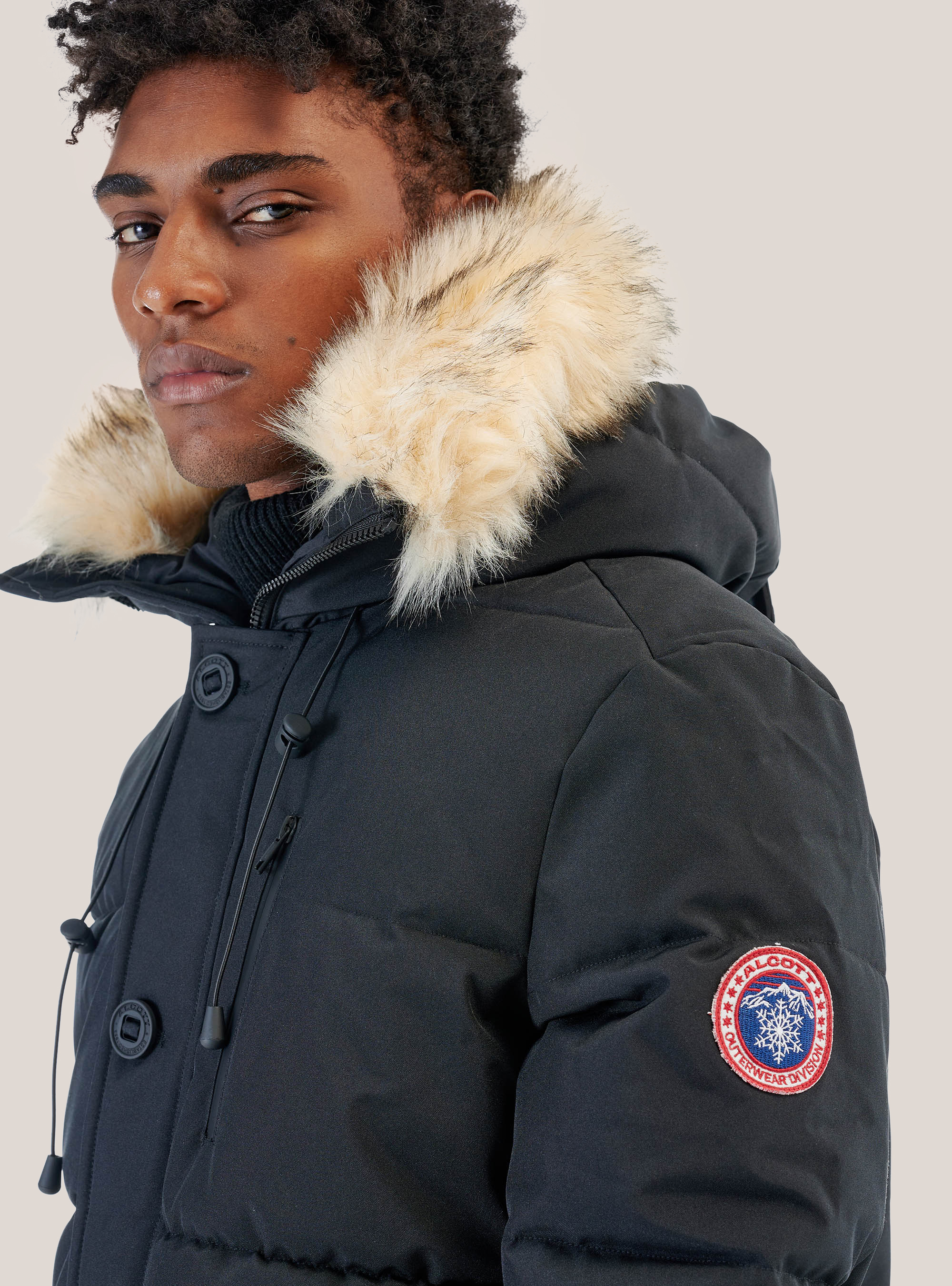 Blouson long rembourré, C101 BLACK