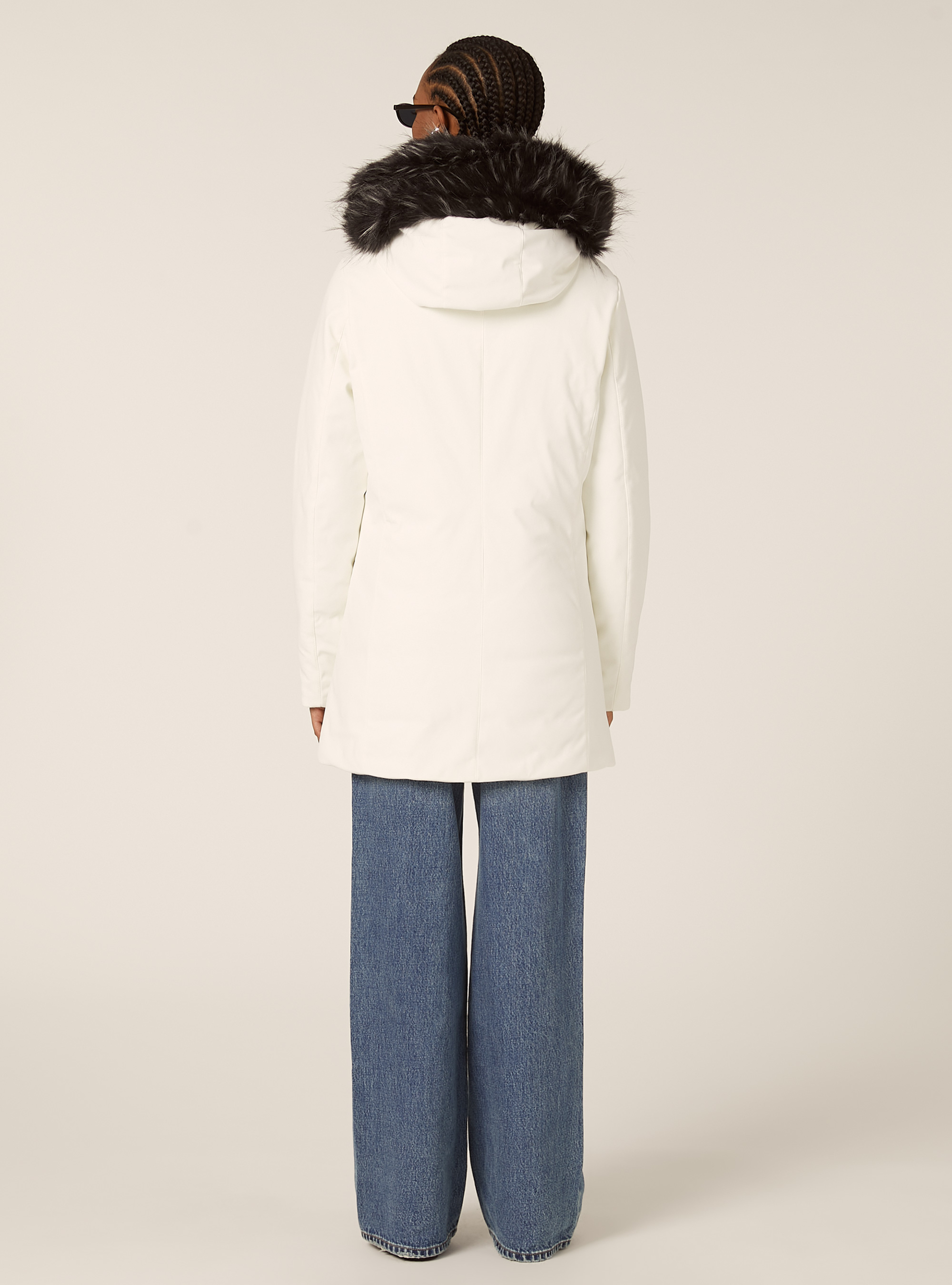 Giubbotto tecnico con cappuccio con pelliccia, WH2 WHITE