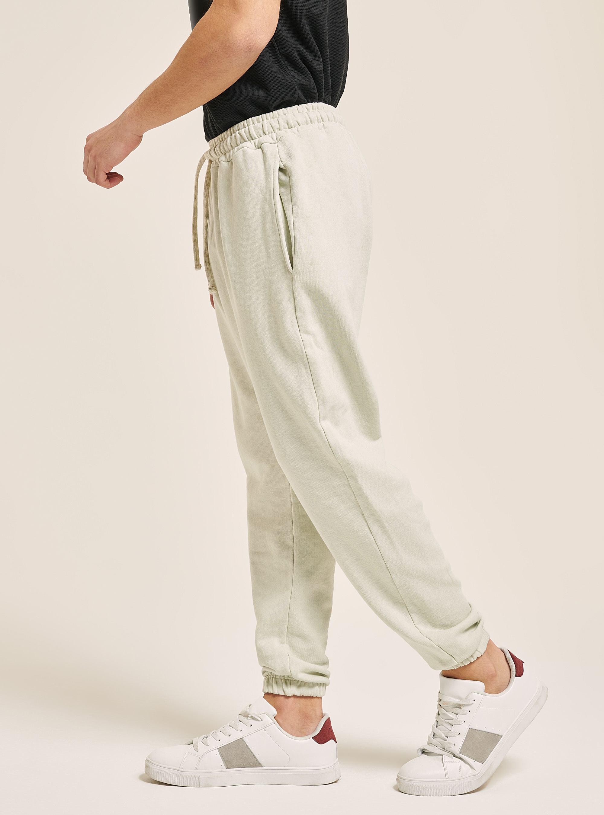 Pantaloni jogger in cotone, C141 CREAM