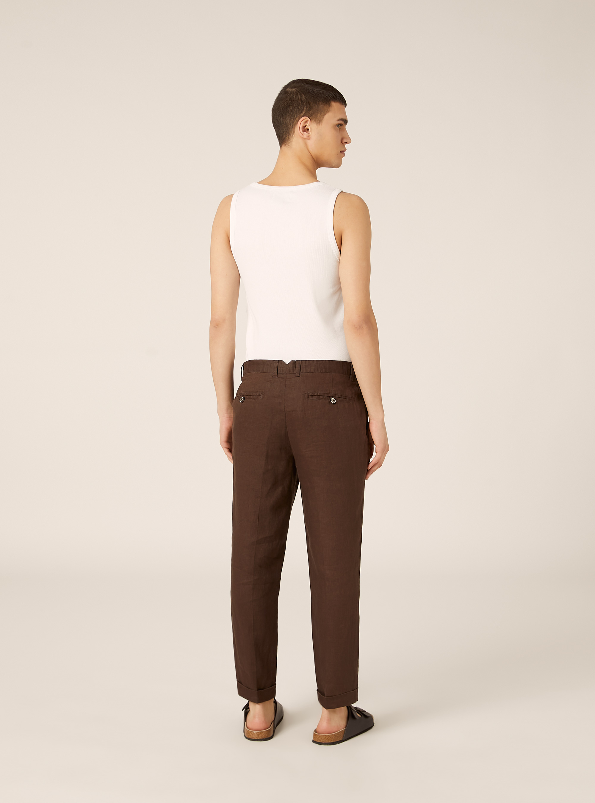 Chinos in lino, BR1 BROWN DARK