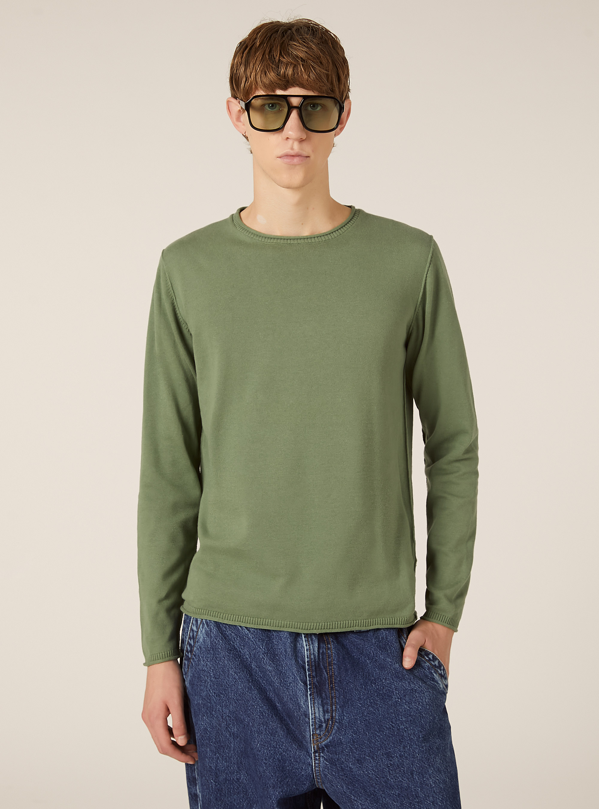 Raw cut pullover with roll neck, KY3 KAKY LIGHT