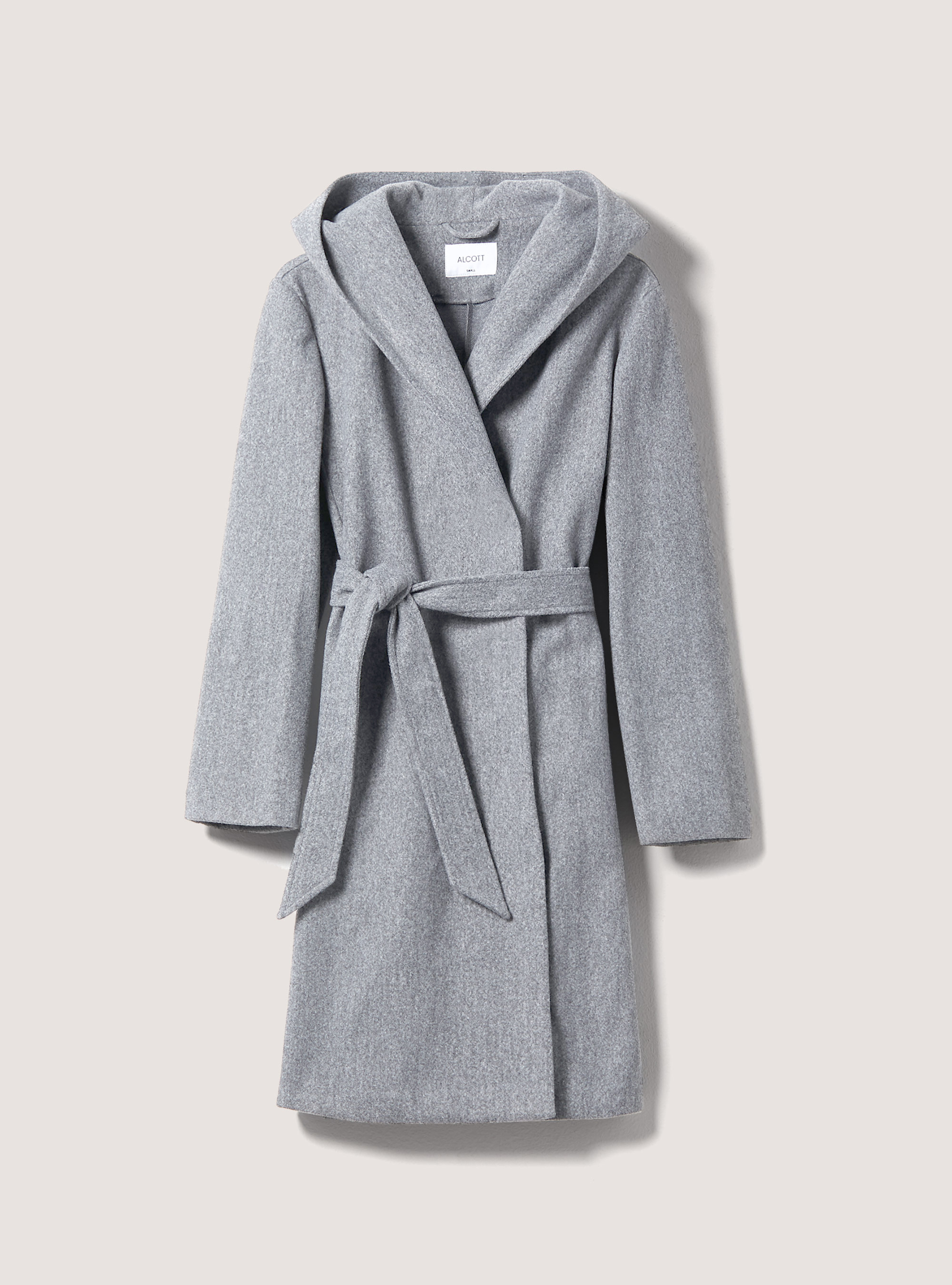 Cappotto con cappuccio e cintura, MGY3 GREY MEL LIGHT