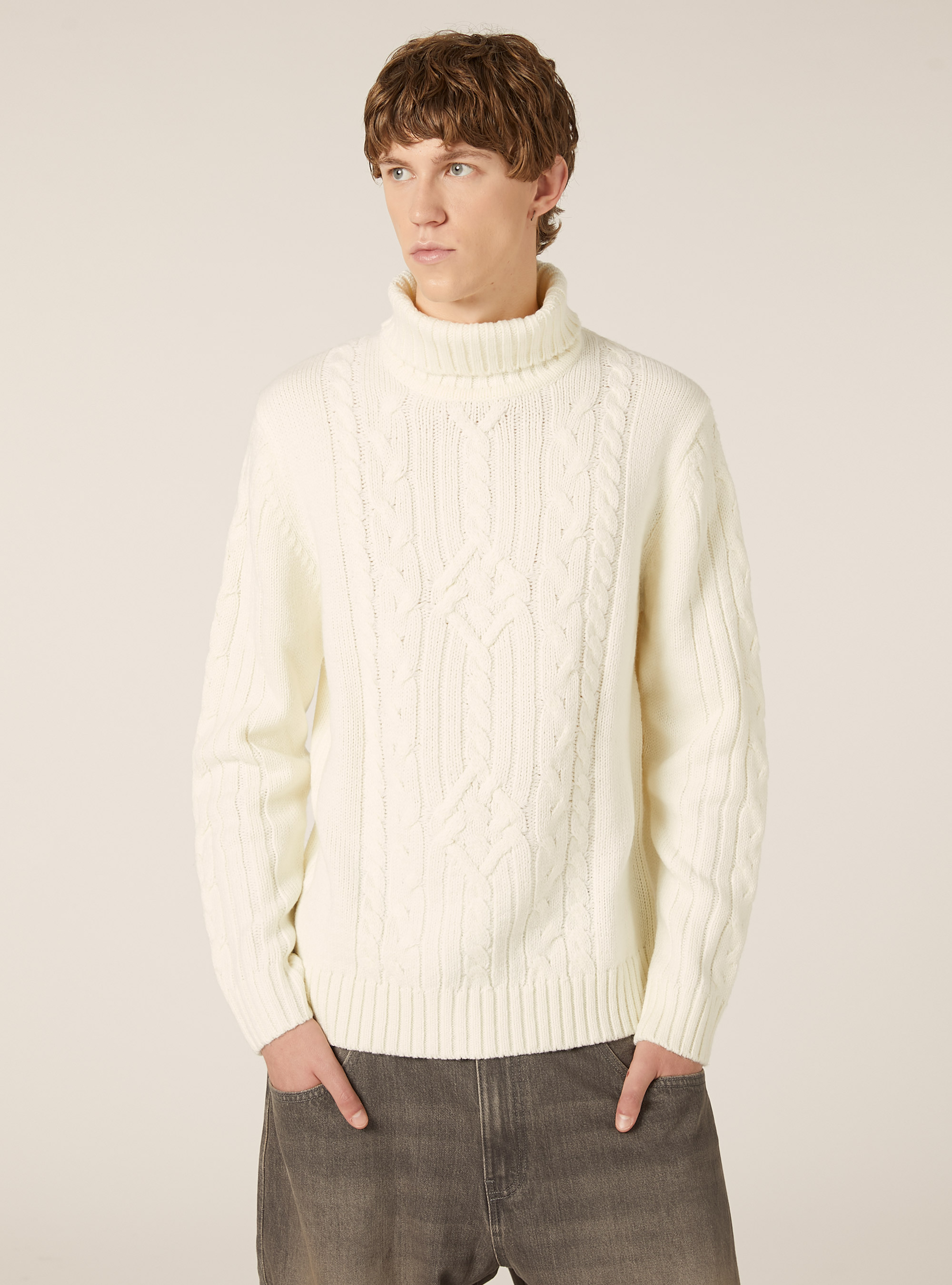 Maglione collo alto, WH1 OFF WHITE