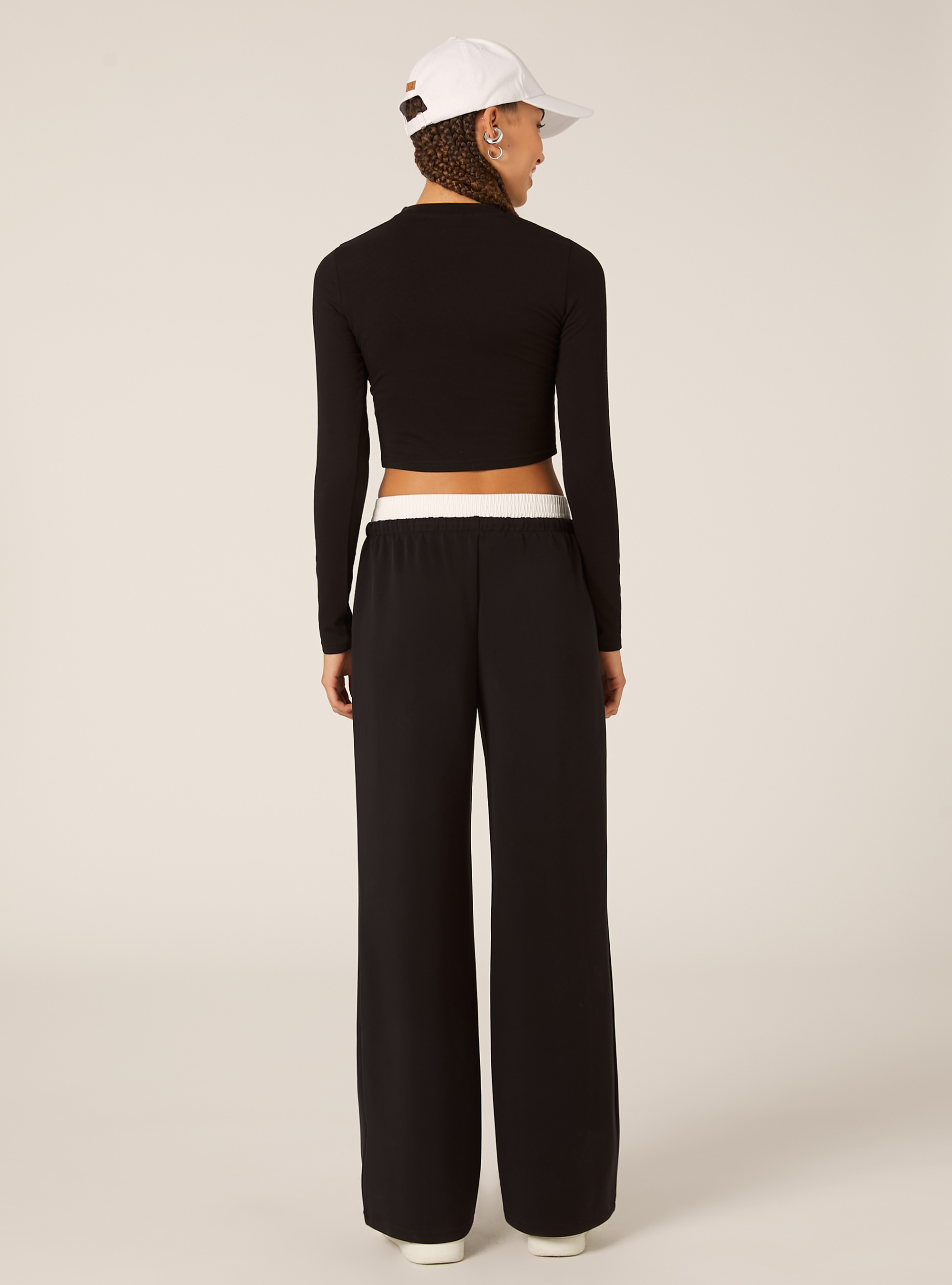 Jogger pants with combination waistband, BK1 BLACK