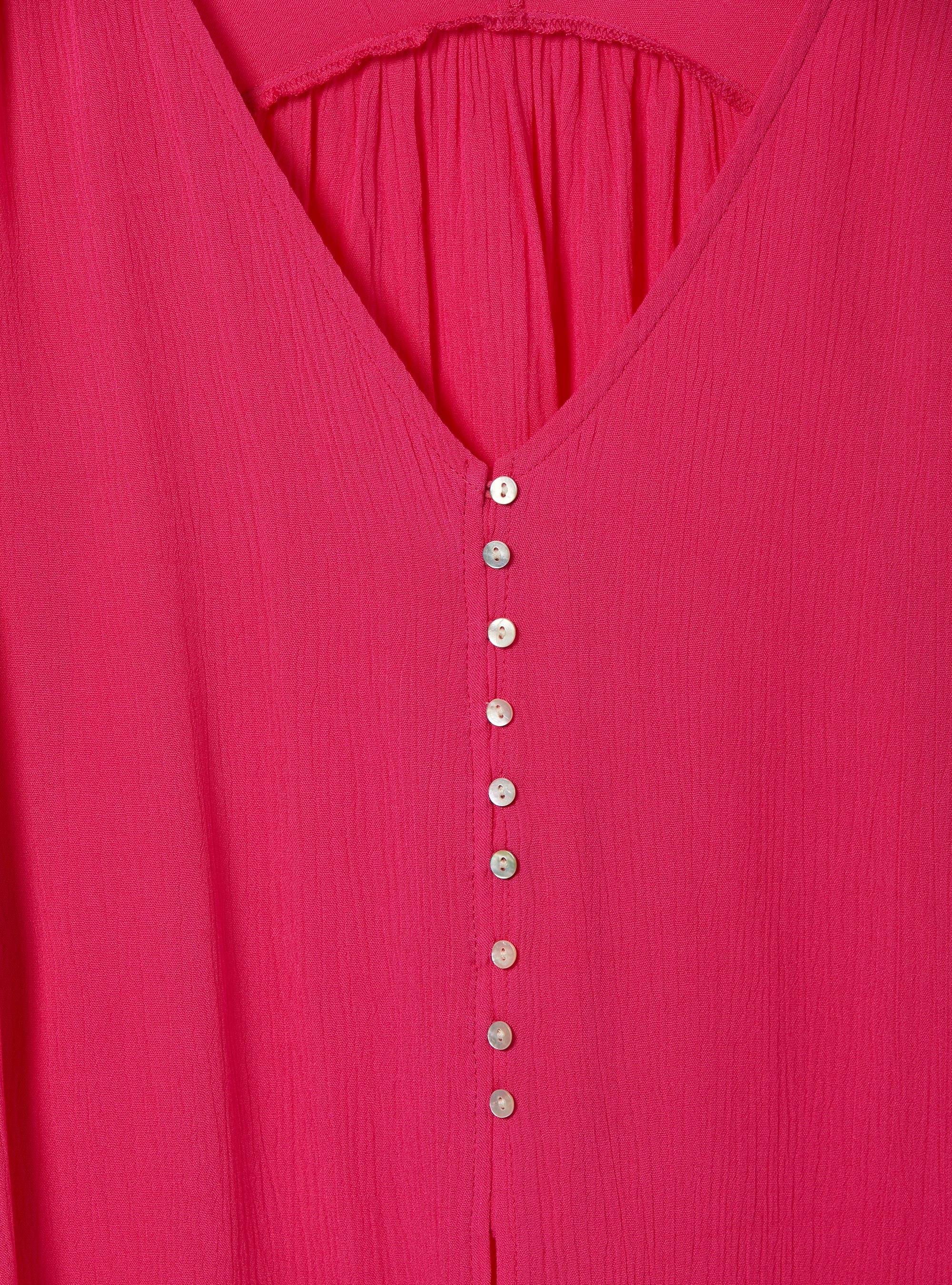 Solid colour v-neck shirt with waist knot, FX2 FUXIA MEDIUM