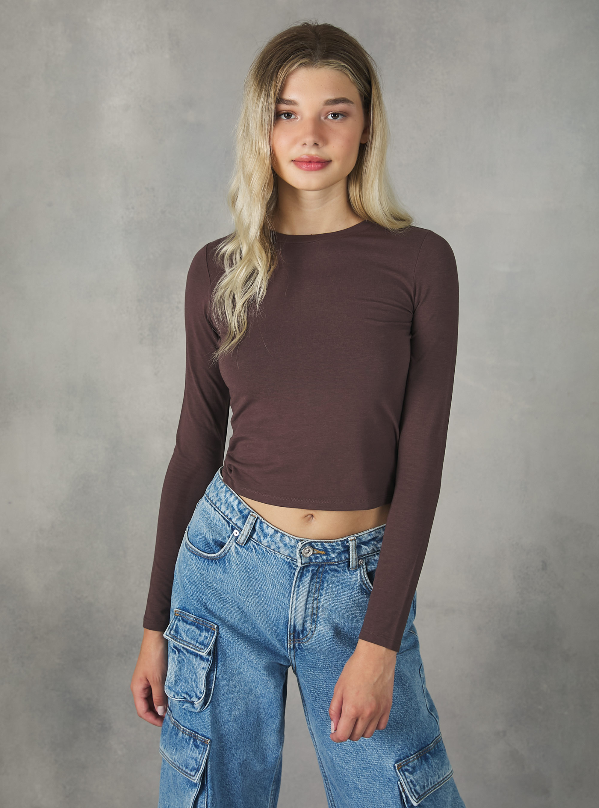 Maglietta cropped a maniche lunghe
