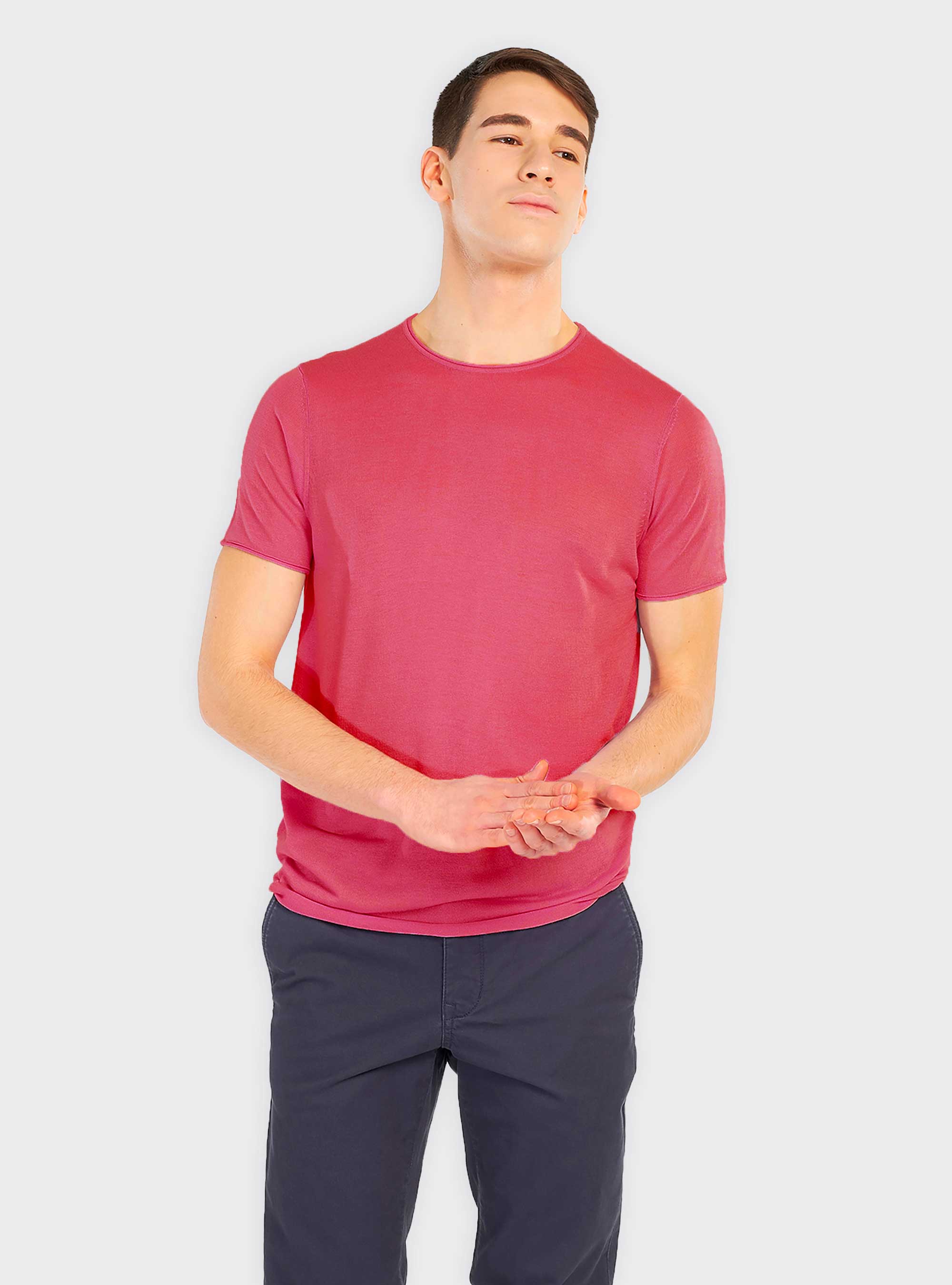 Kurzarmpullover, C4463 PINK