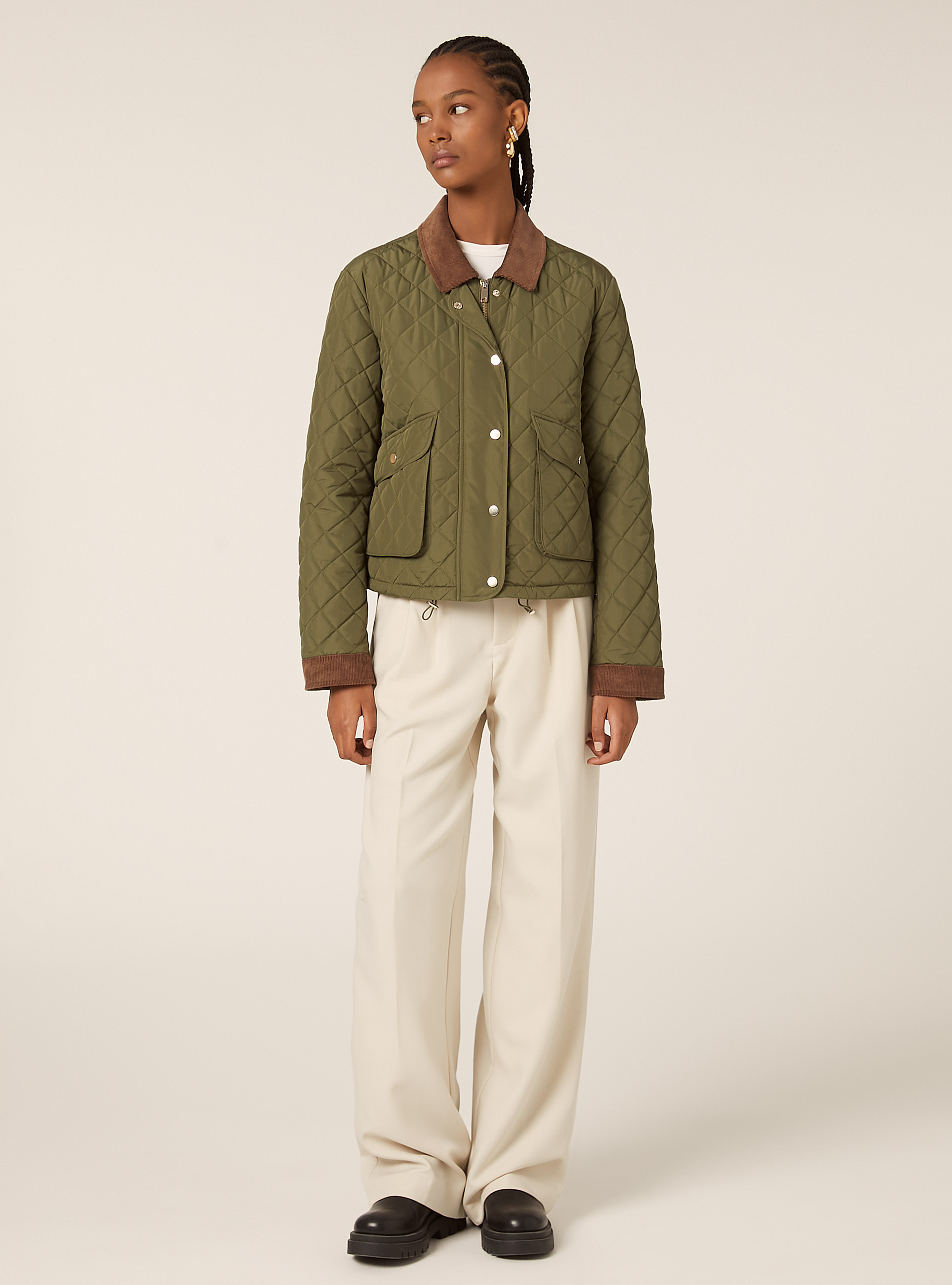 Chaqueta acolchada con cuello de terciopelo, KY2 KAKY MEDIUM