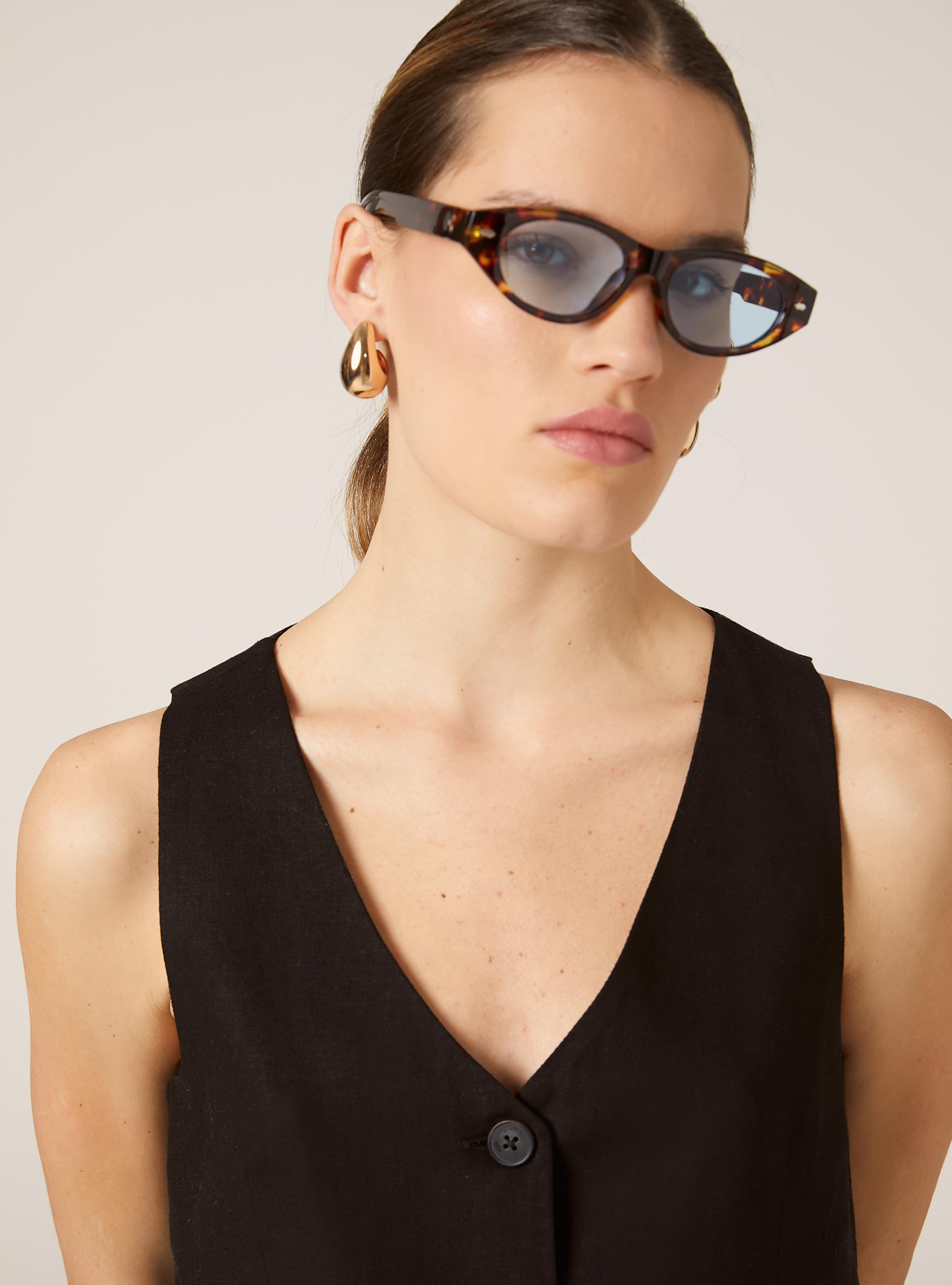 Gilet in misto lino, BK1 BLACK