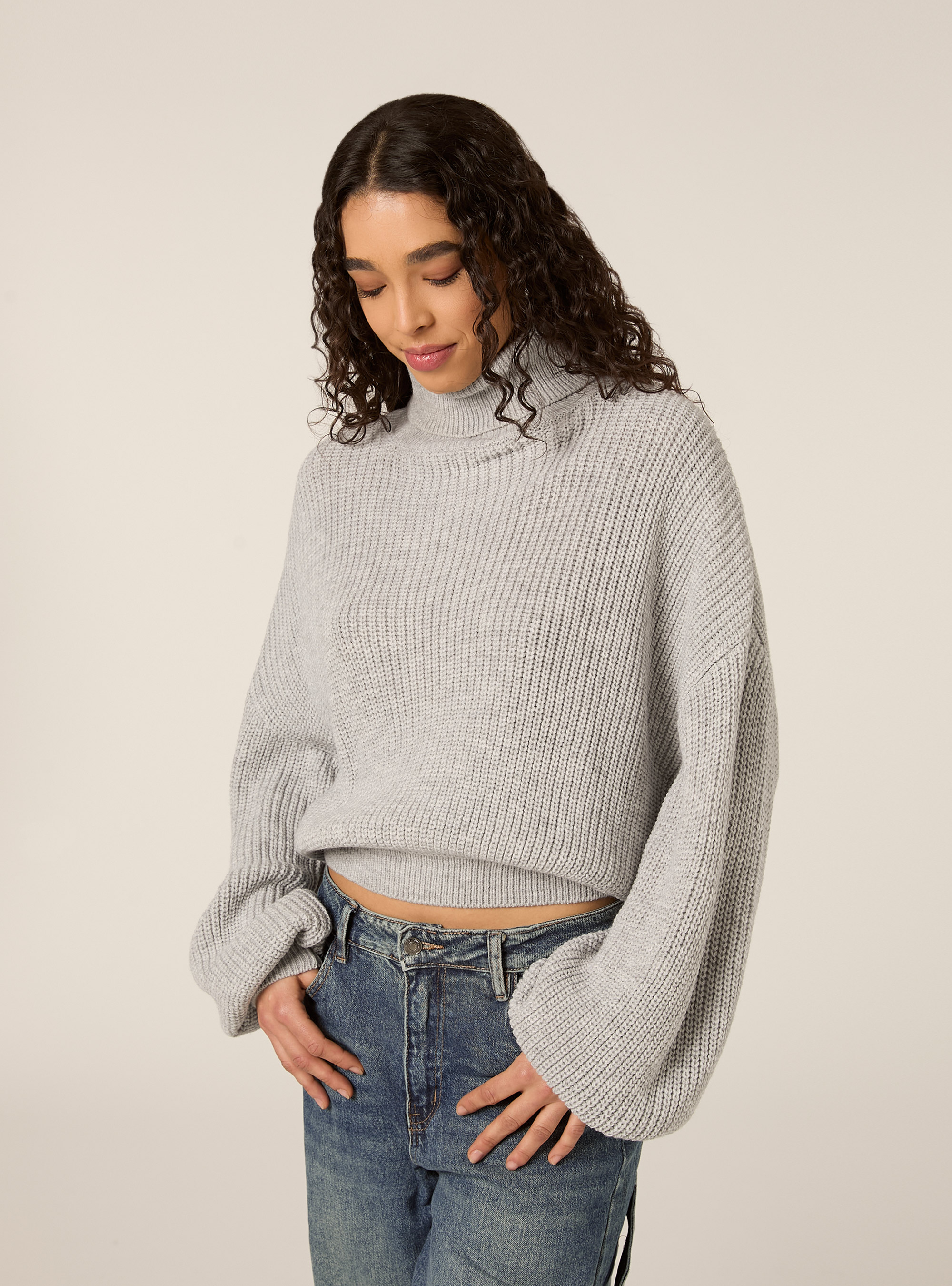 Maglia a collo alto, MGY2 GREY MEL MEDIUM