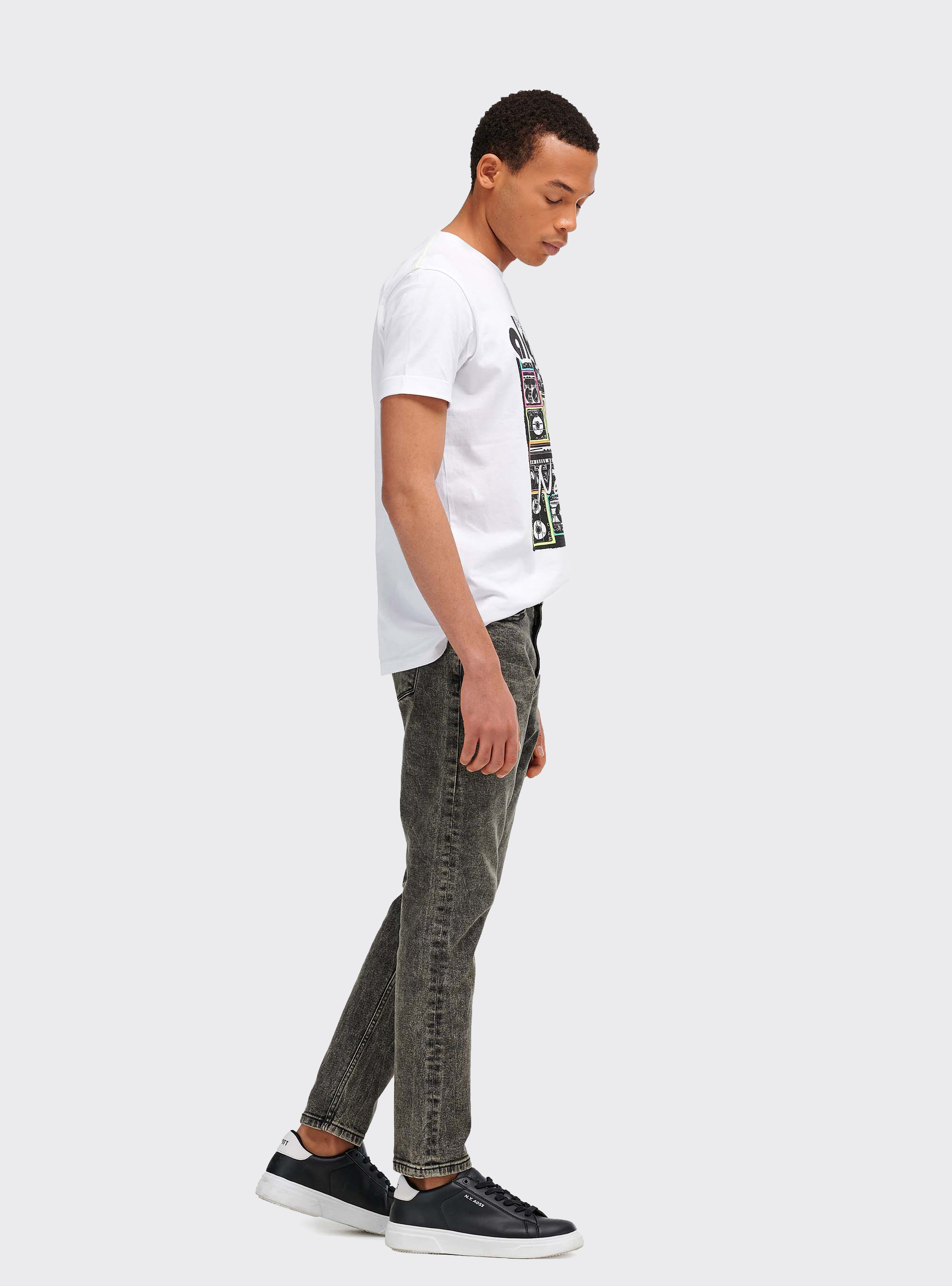 Jeans slim fit de algodón orgánico, GRIS