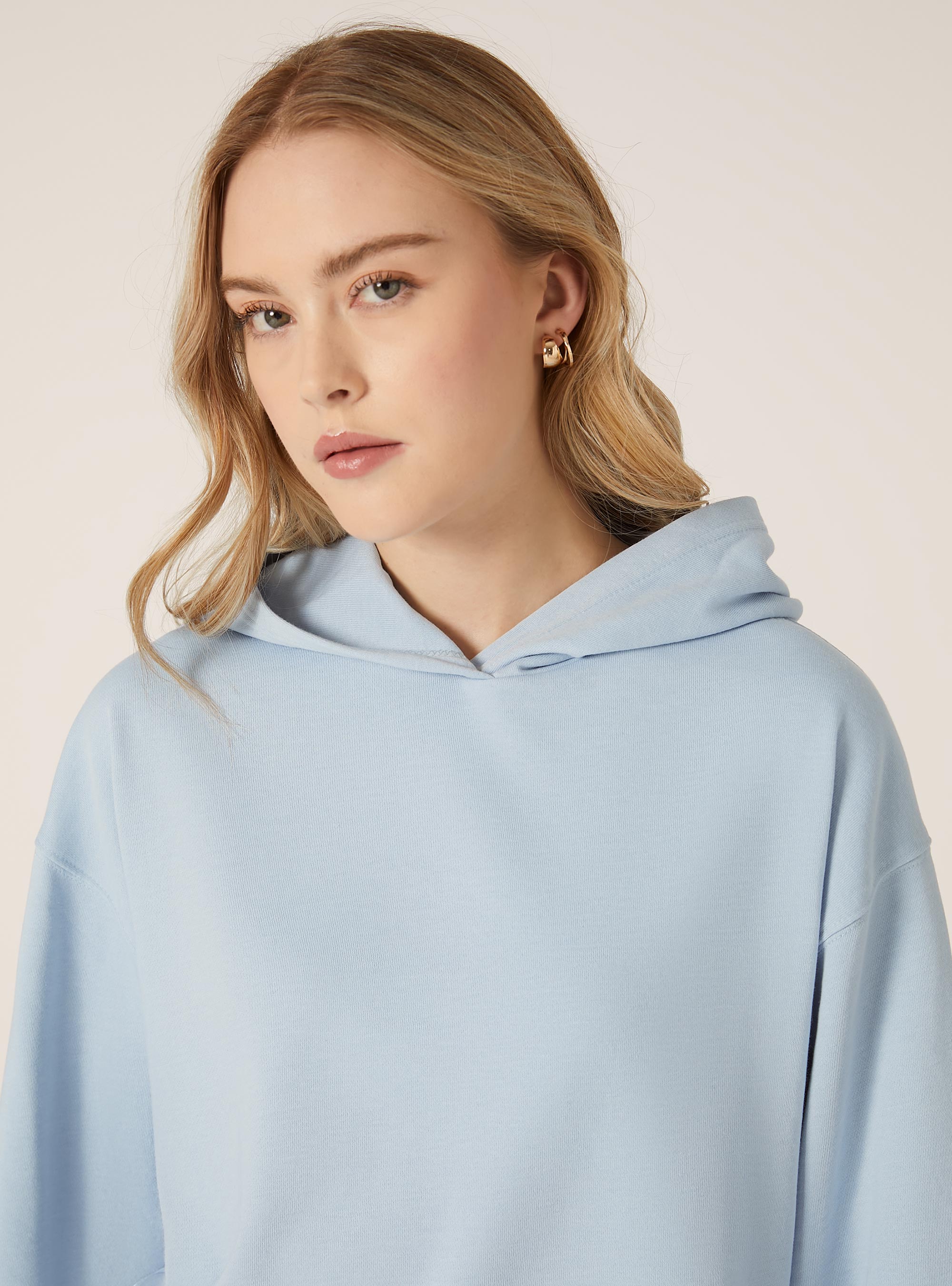 Boxy fit hooded sweatshirt, IN3 INDIGO LIGHT