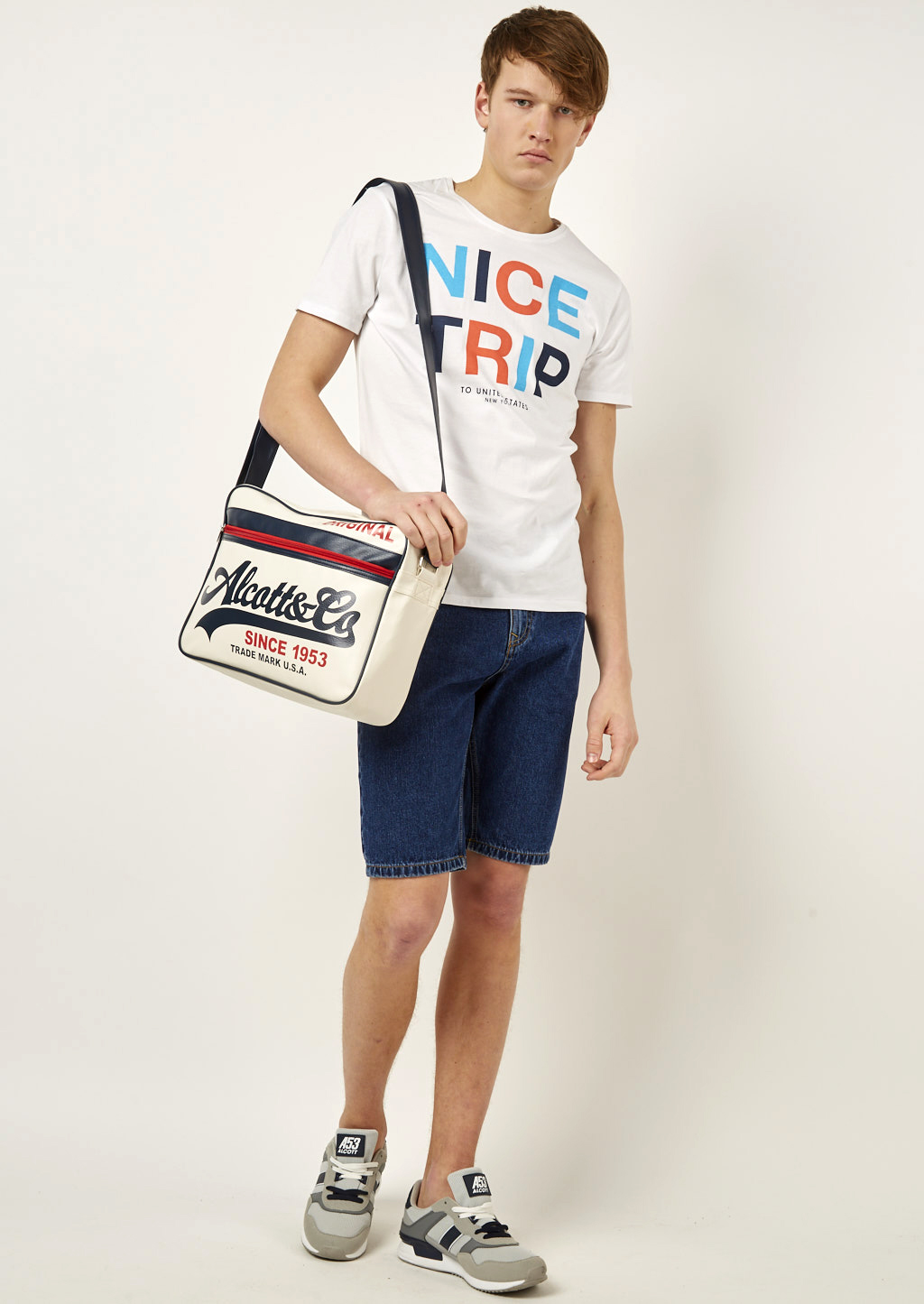 Bermuda in denim slim fit, AZZURRO