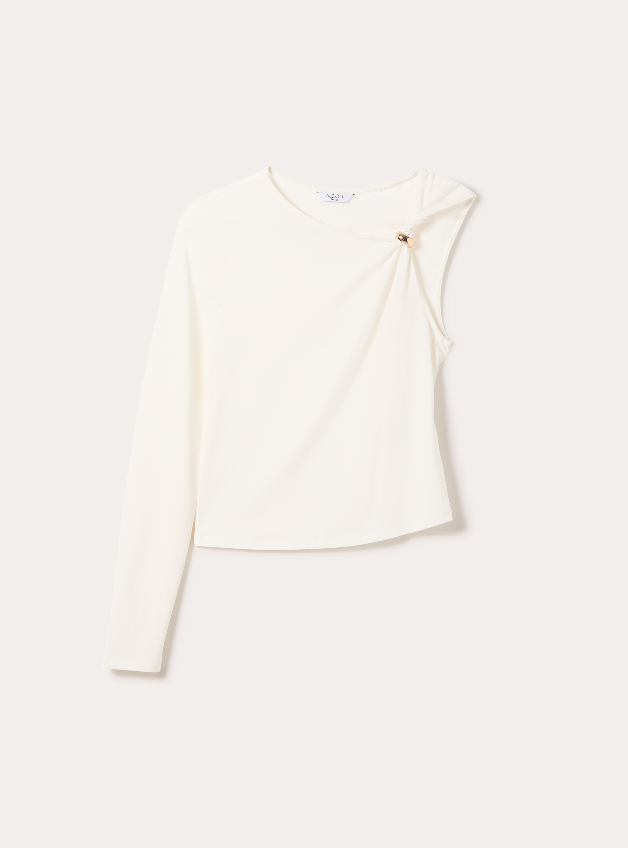 T-shirt monospalla con dettaglio, WH2 WHITE