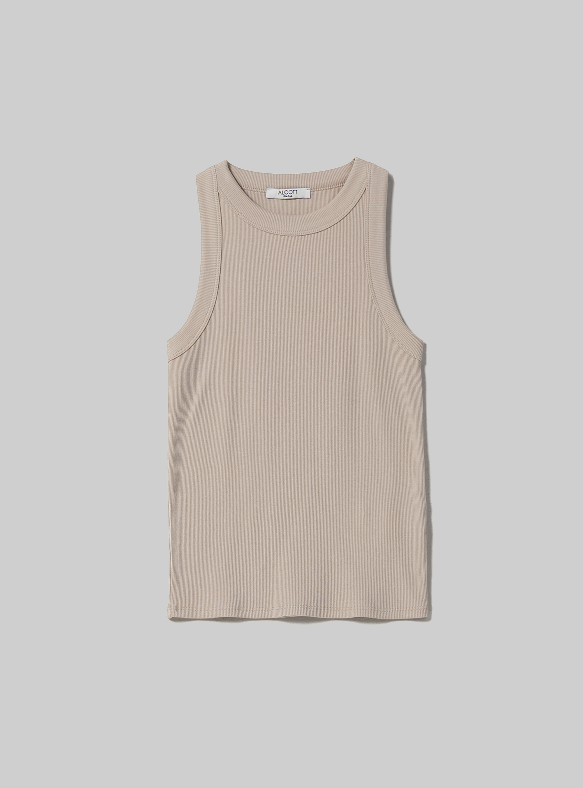 Ribbed cotton tank top, BG3 BEIGE LIGHT