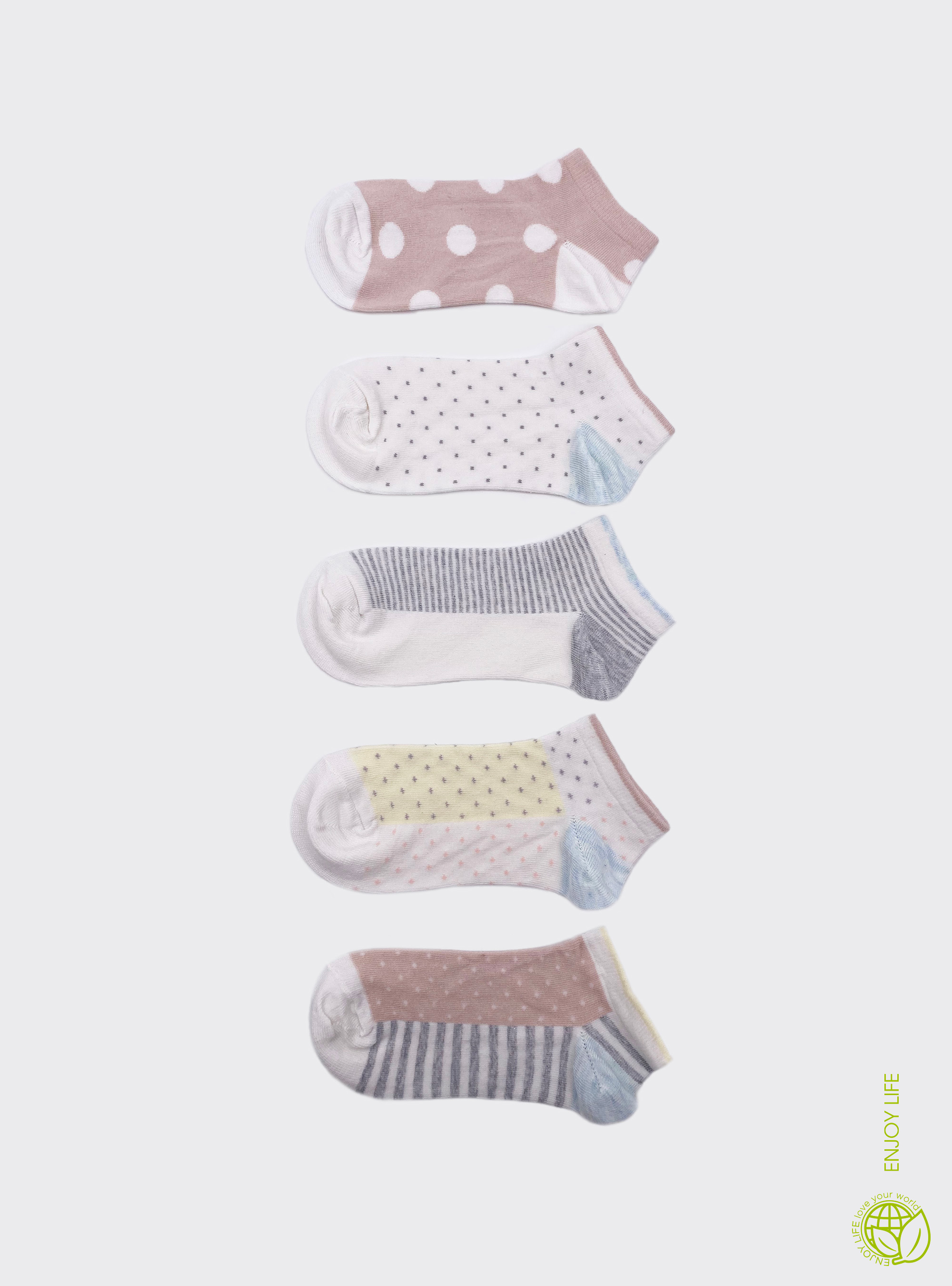 Lot de 5 paires de chaussettes en coton bio, FANCY