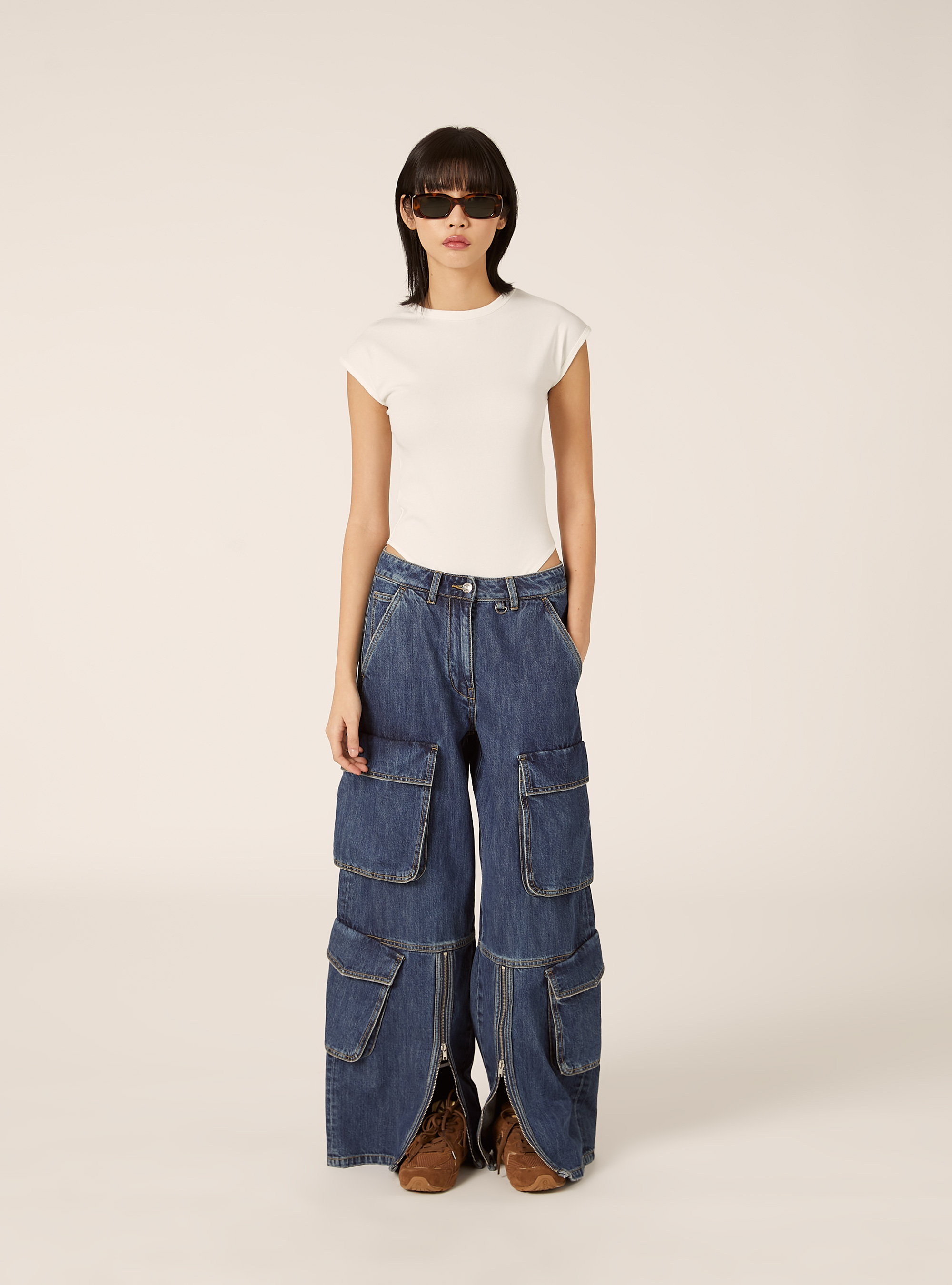 Body aus gerippter Stretch-Baumwolle, WH2 WHITE