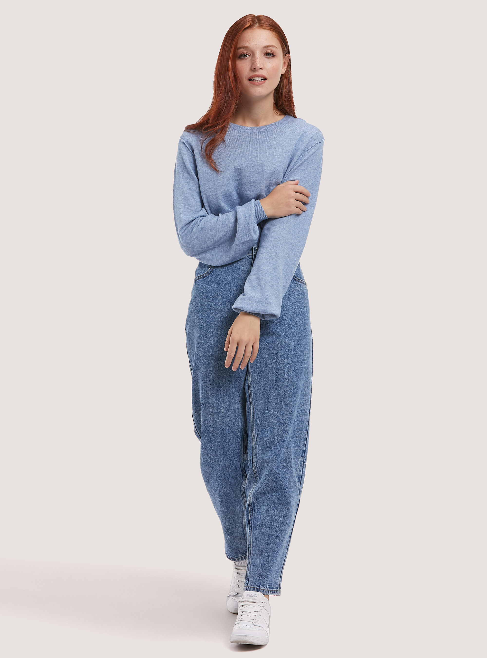 Pull court &agrave; manches bouffantes, C0301 AZZURRO MEL