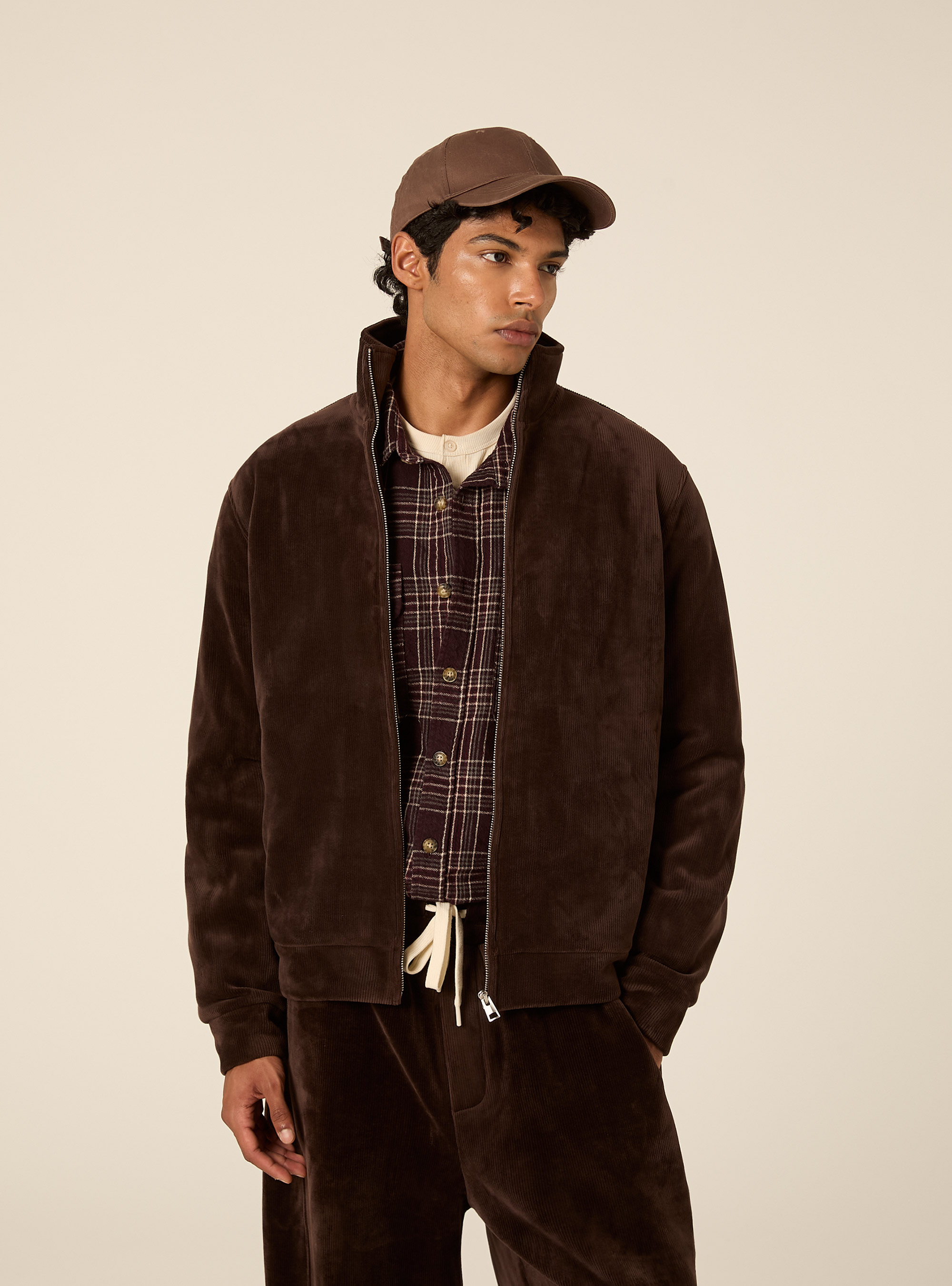 Cardigan in velluto a coste, BR1 BROWN DARK