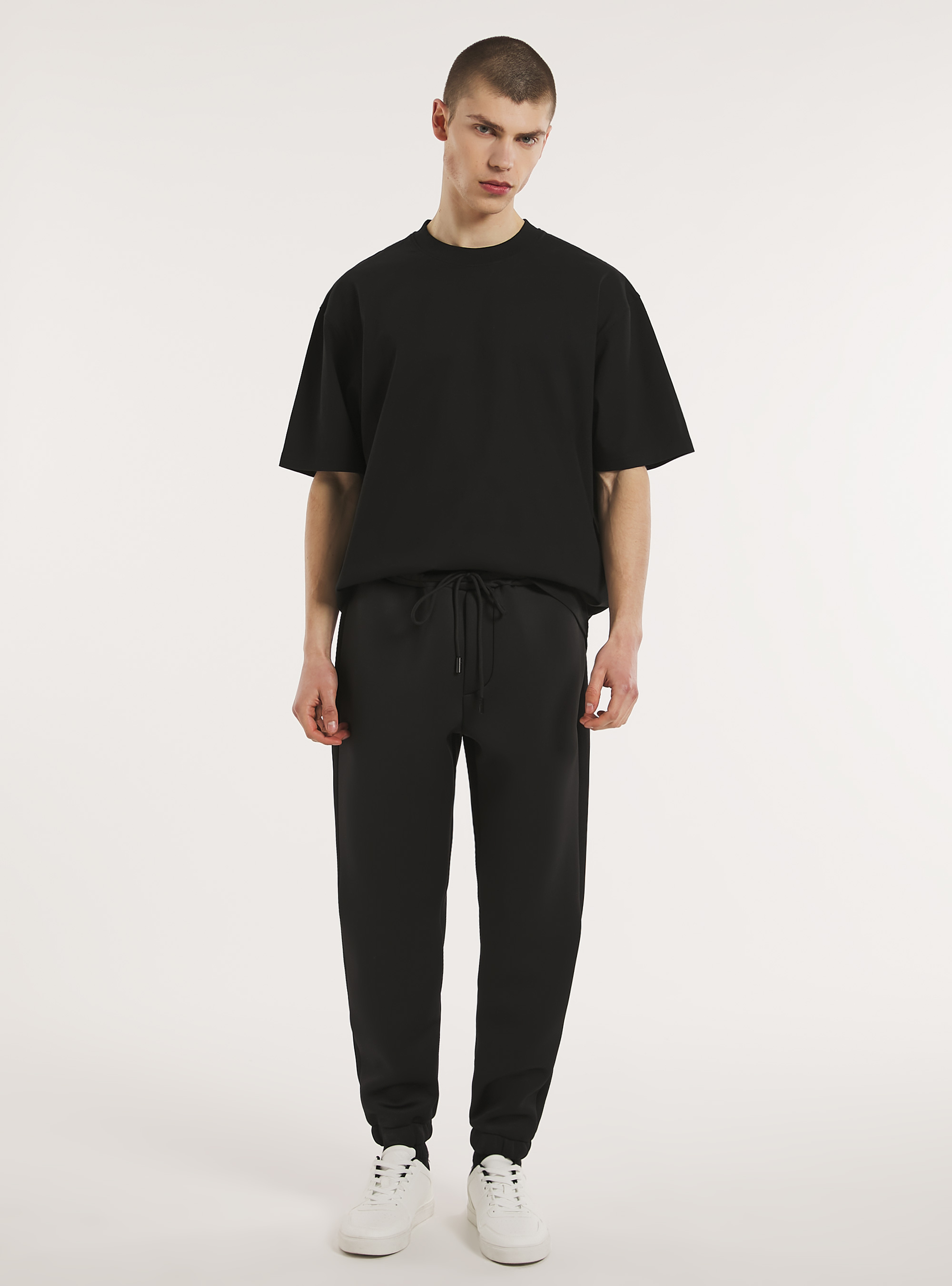 Jogger in scuba fabric, BK1 BLACK