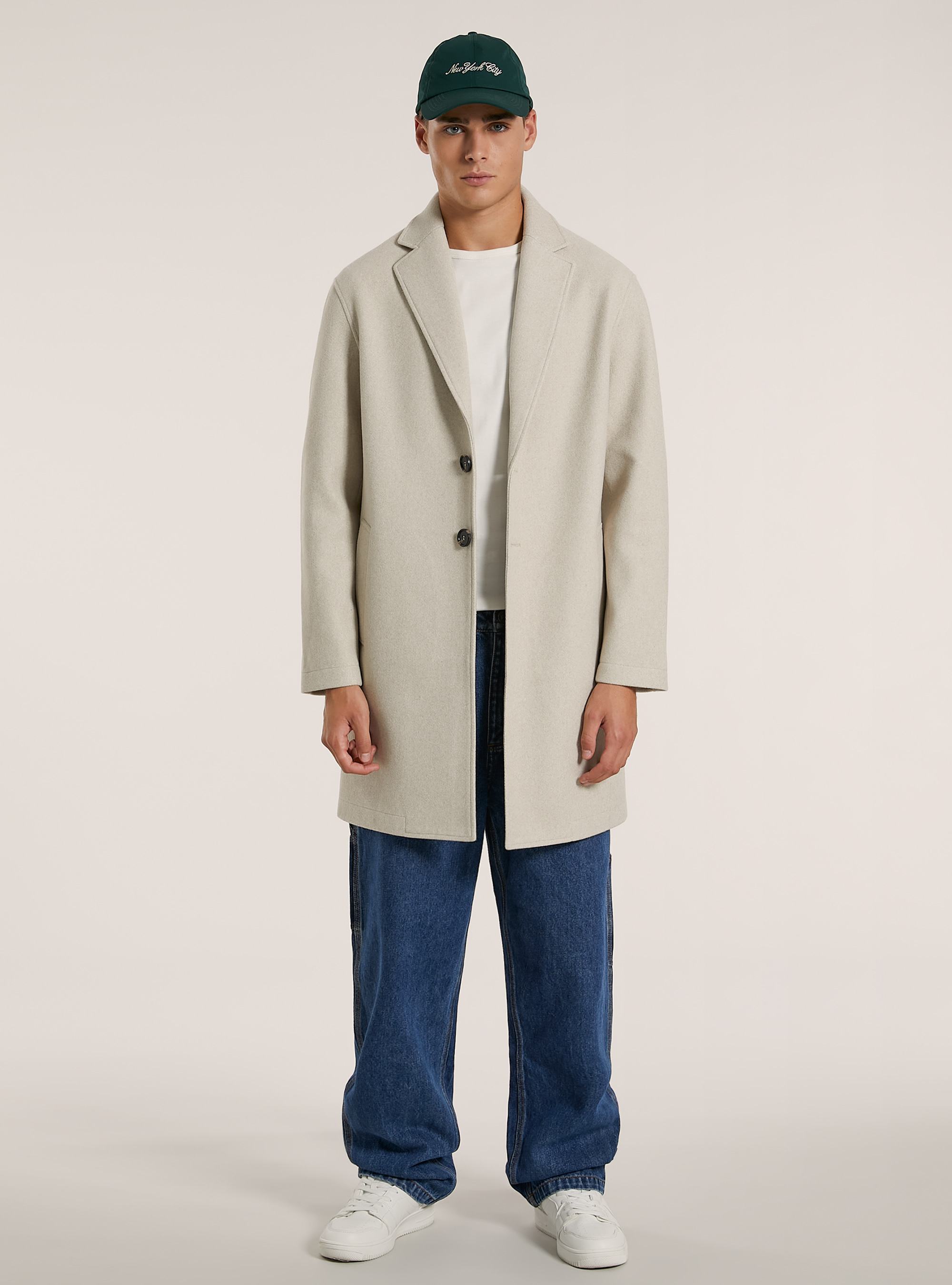 Single-breasted coat, MBG3 BEIGE MEL LIGHT