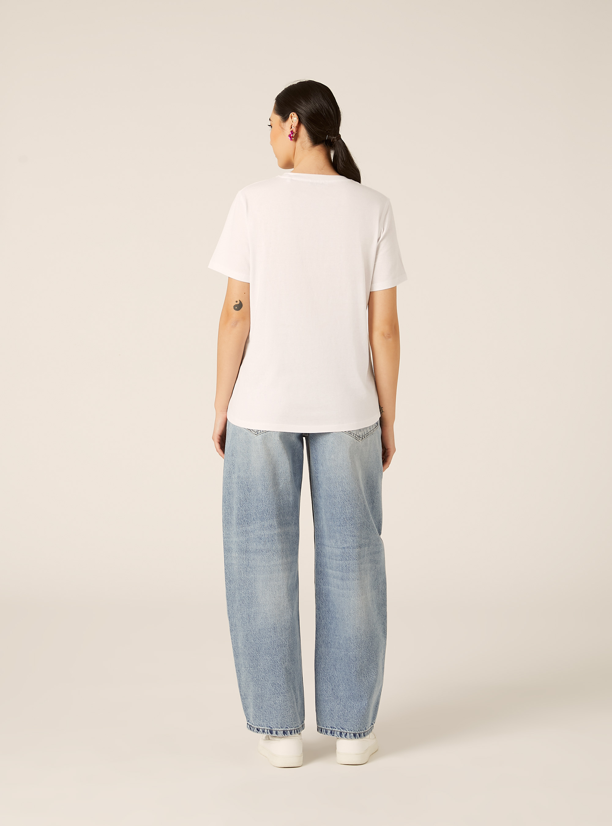 T-shirt avec imprim&eacute; m&eacute;tallis&eacute;, WH3 WHITE