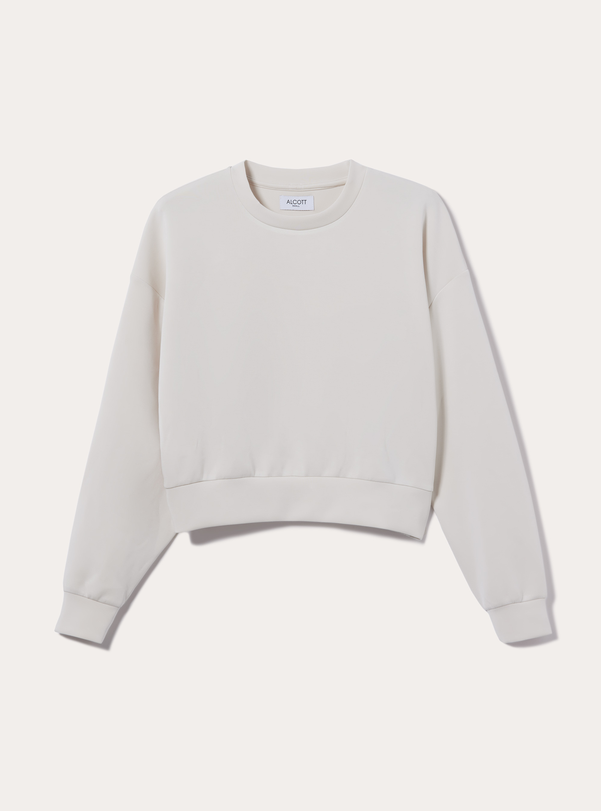 Cropped sweatshirt in soft scuba, BG3 BEIGE LIGHT