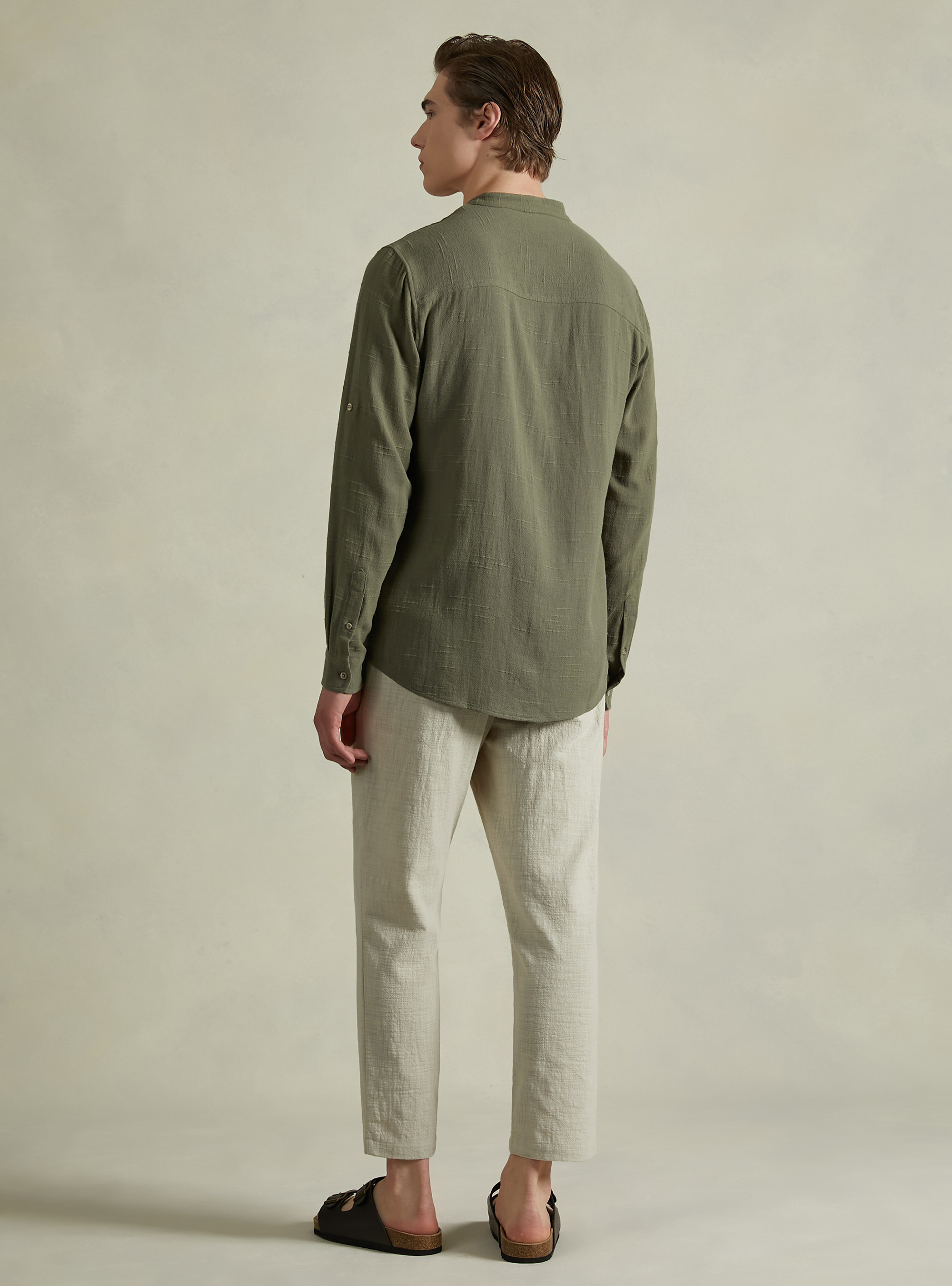 Cotton trousers with drawstring waist, BG3 BEIGE LIGHT