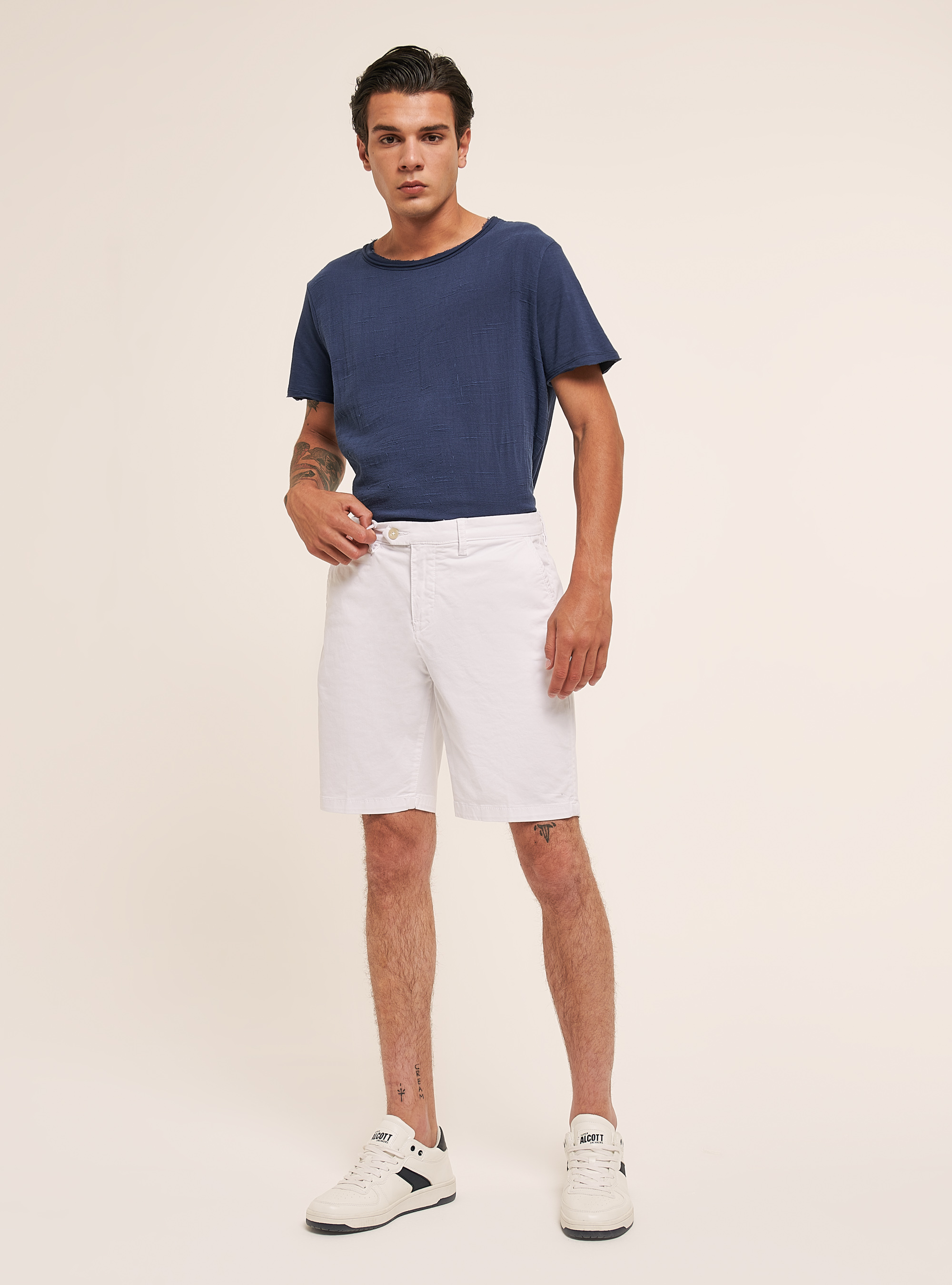 Cotton basic bermuda, C028 OFF WHITE