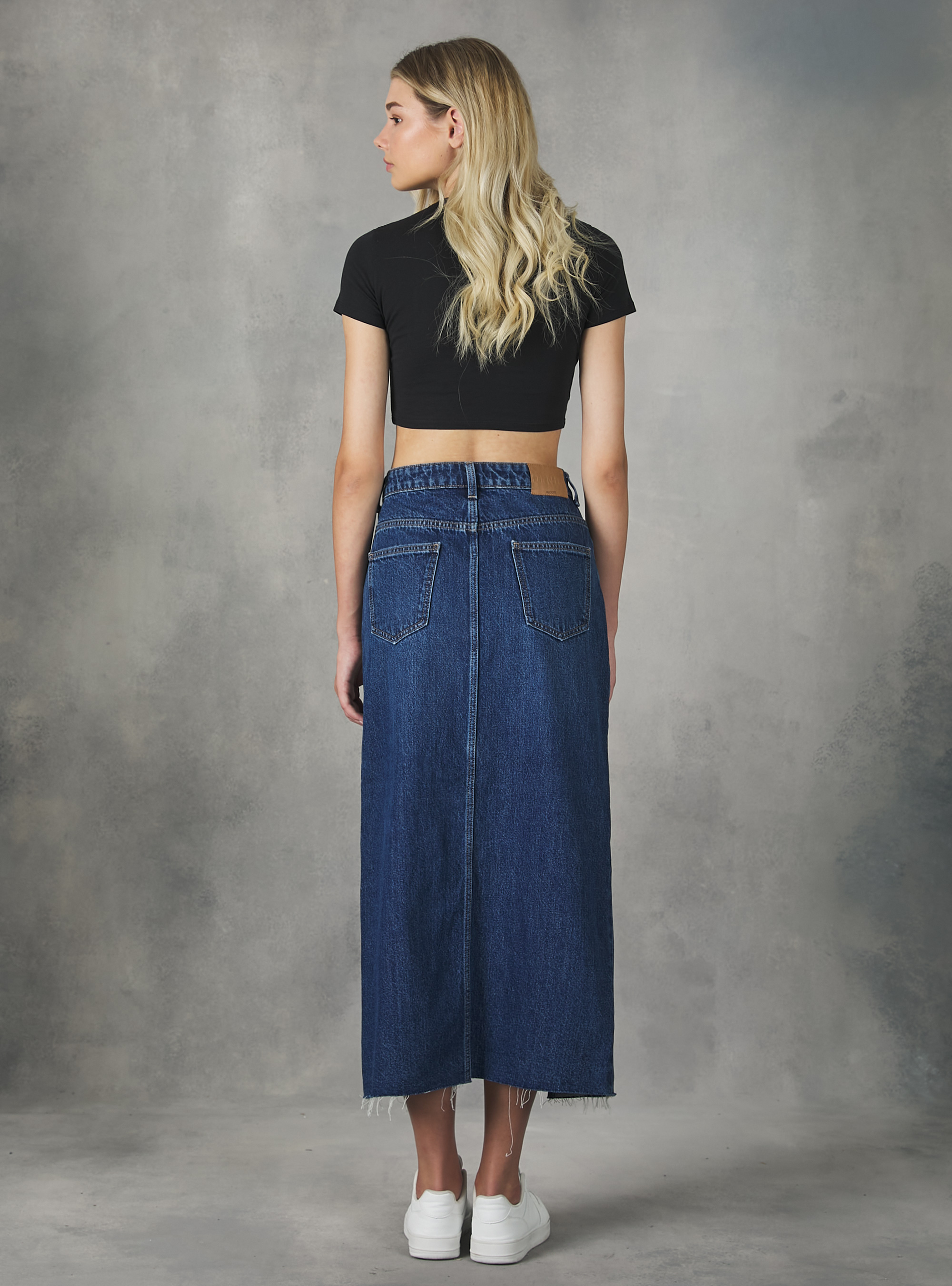 Denim long skirt, D003 MEDIUM BLUE