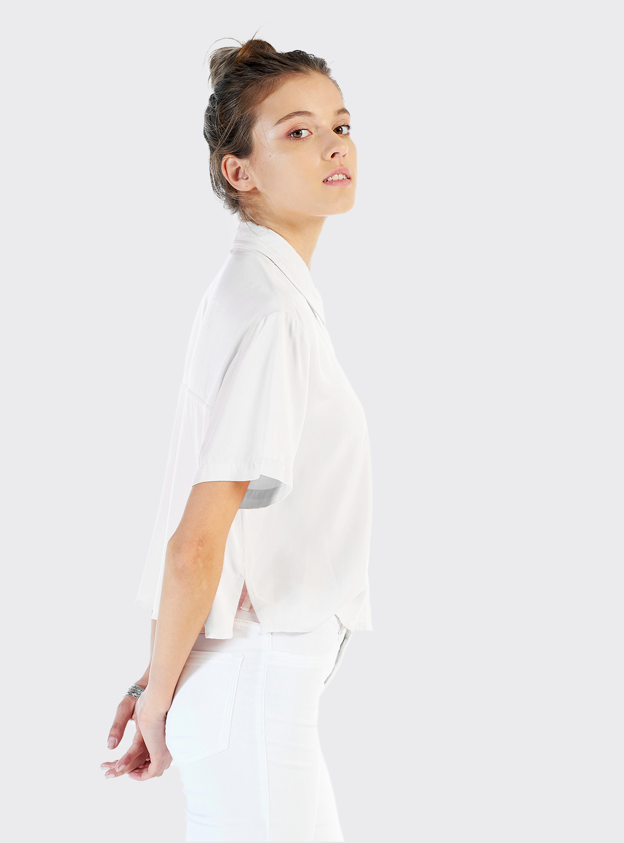 Camicia corta oversize fit, WHITE