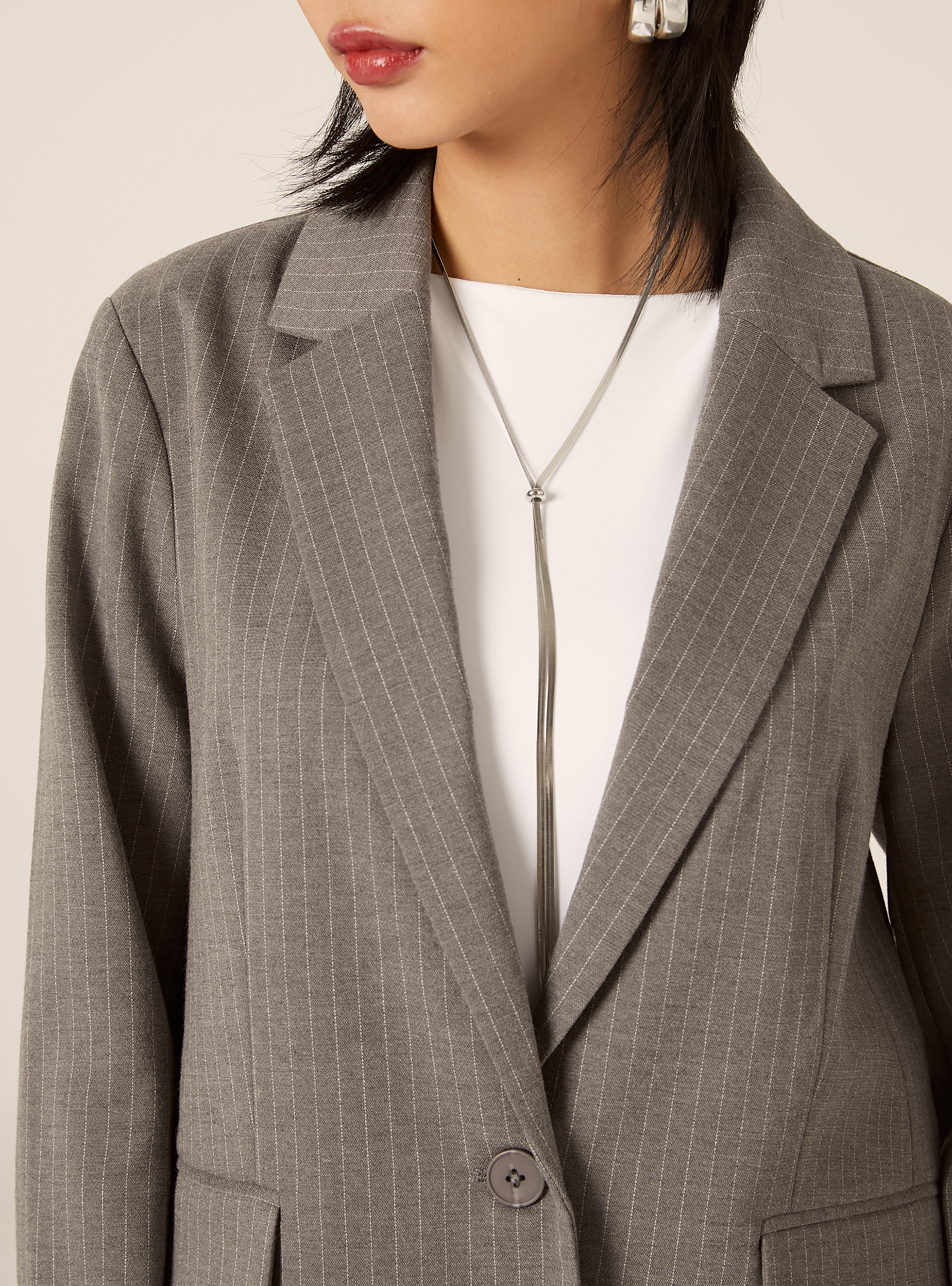 Eleganter Nadelstreifenblazer, MGY1 GREY MEL DARK