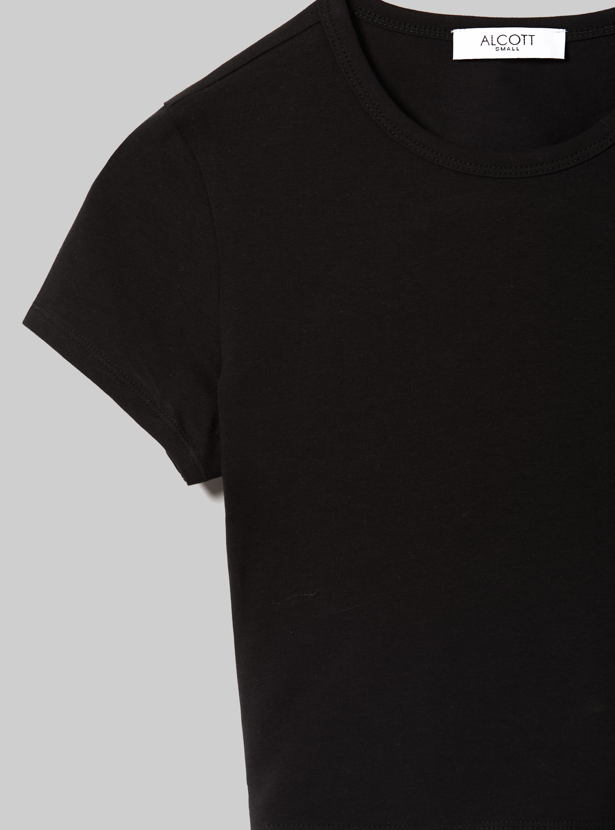 Cropped lace up t-shirt, BK1 BLACK