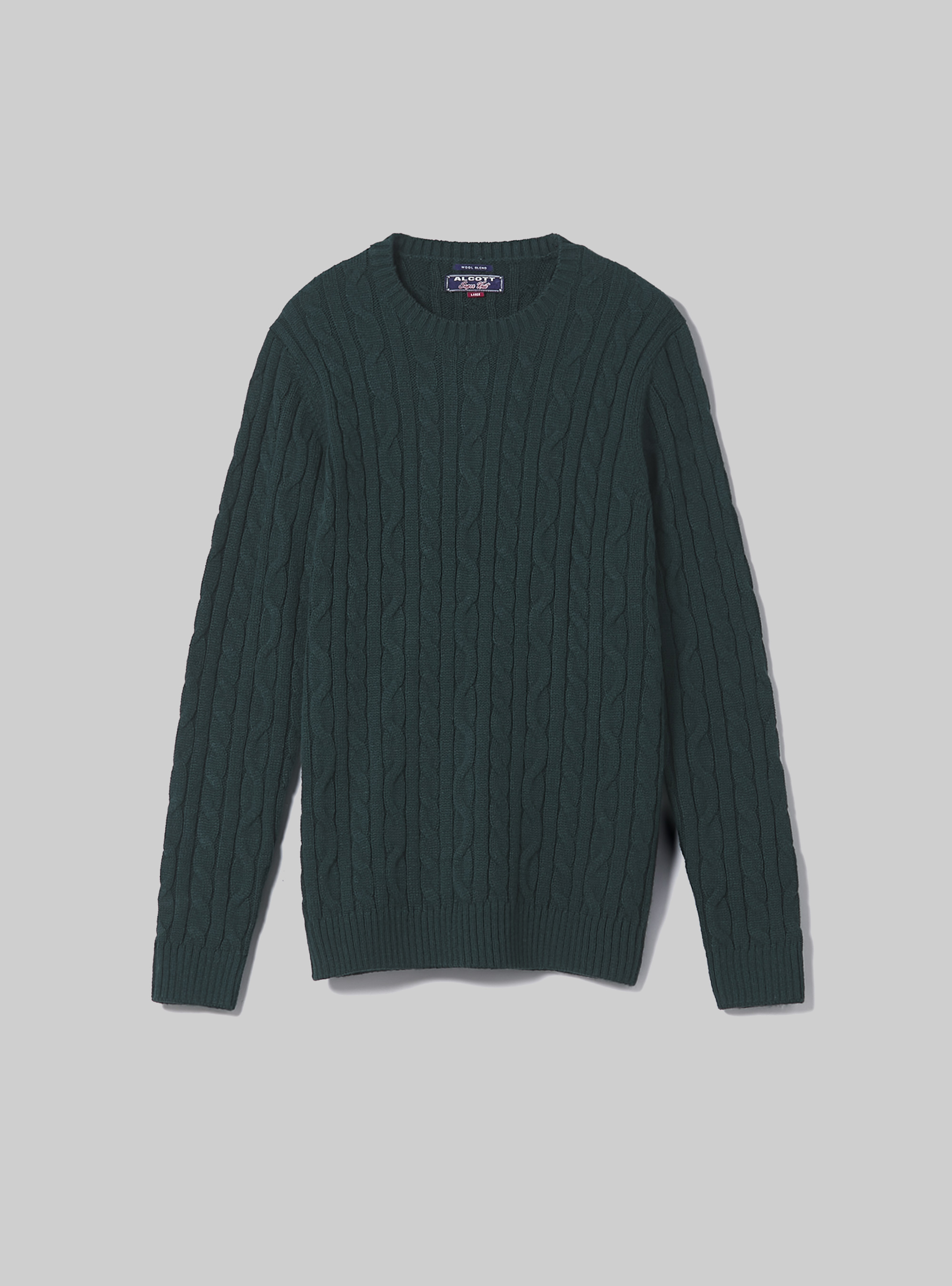 Crew-neck pullover with braids, GN1 GREEN DARK