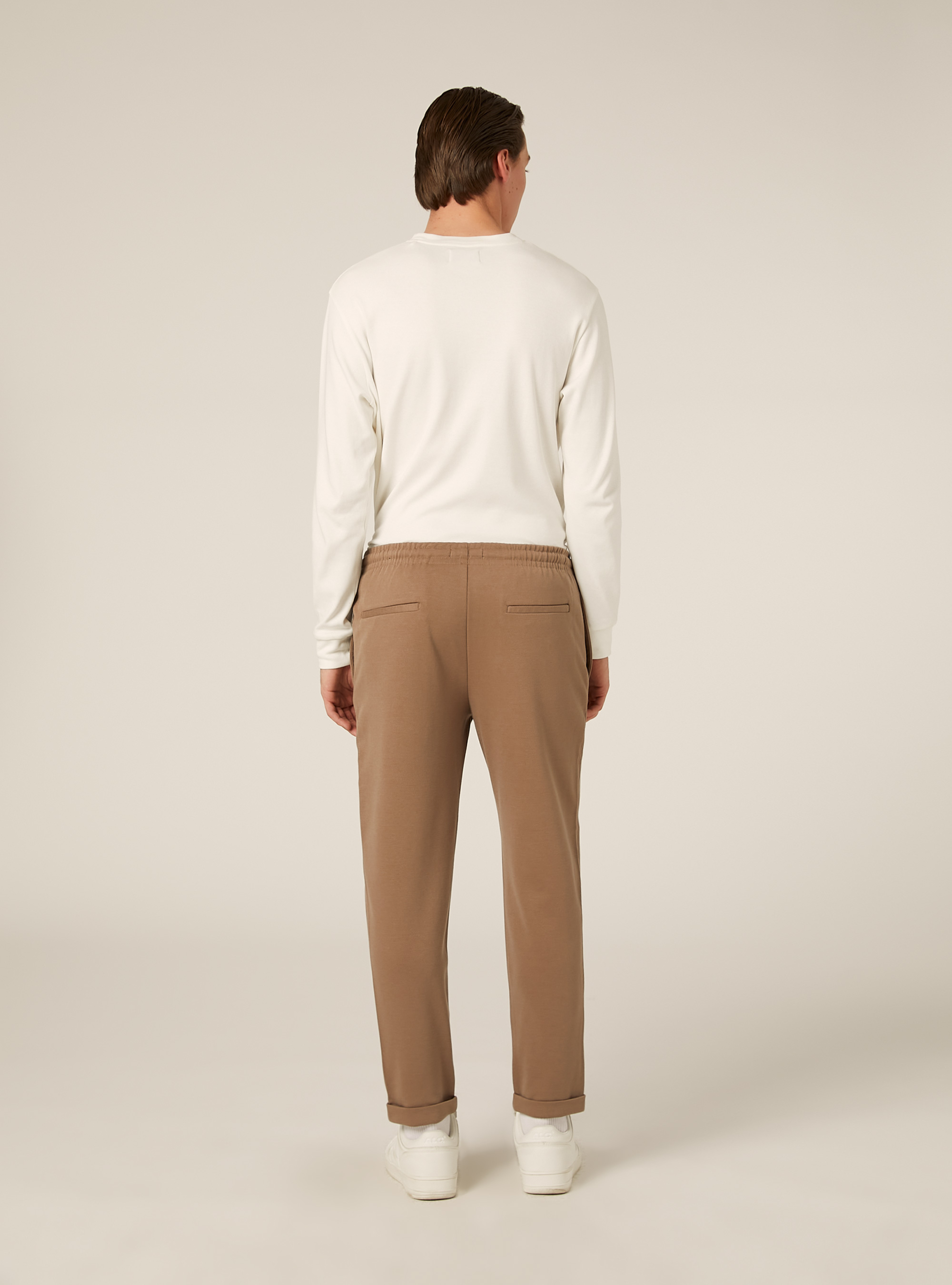 Pantaloni con vita jogger honeycomb, MARRONE CHIARO