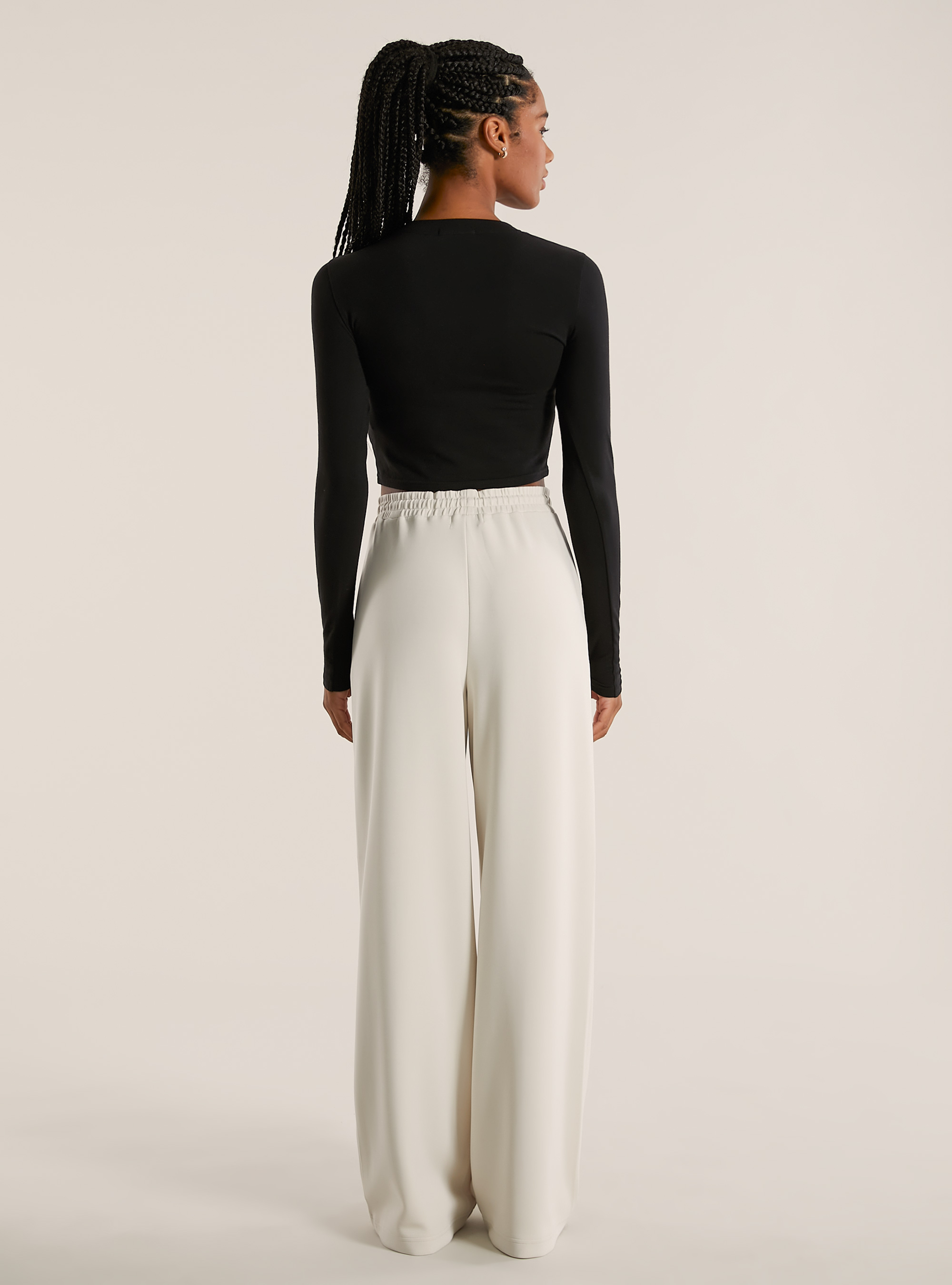 Wide leg trousers in soft scuba, BG3 BEIGE LIGHT