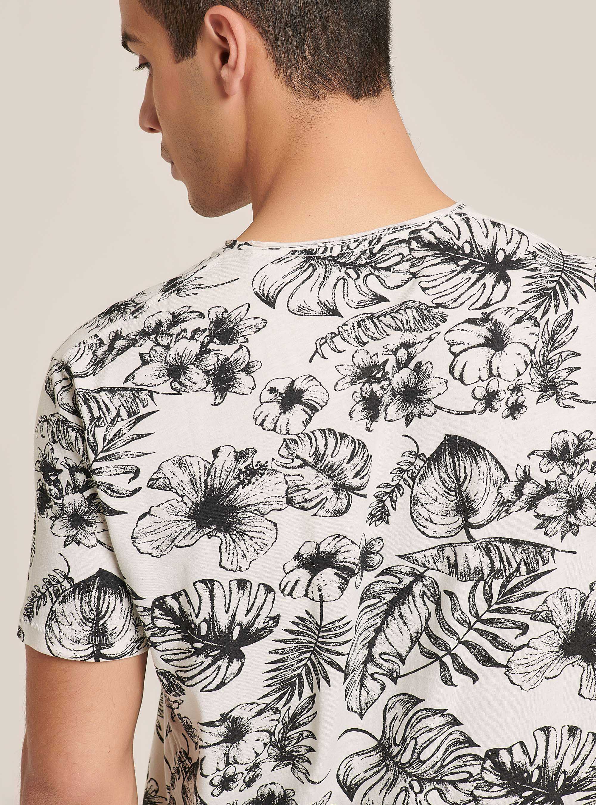 Cotton T-shirt with tropical print, MULTICOLOR