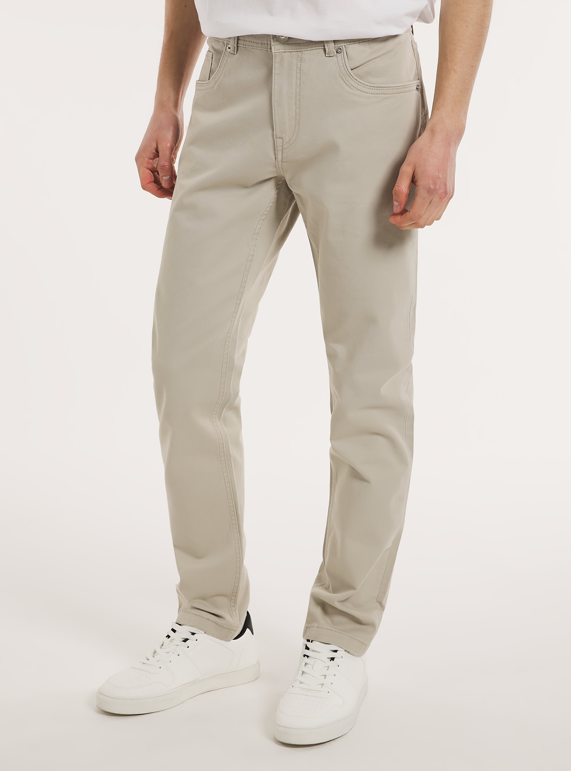 Pantaloni skinny fit in cotone, BG3 BEIGE LIGHT
