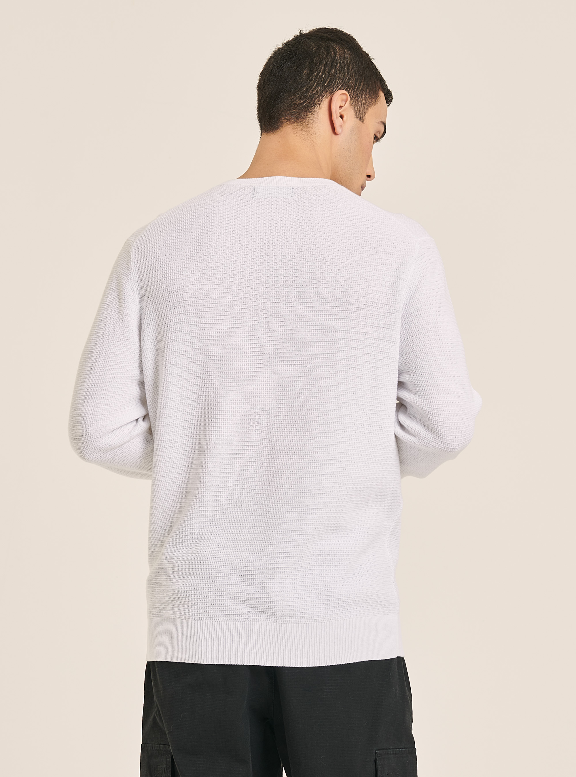Textured crew-neck pullover, WH2 WHITE